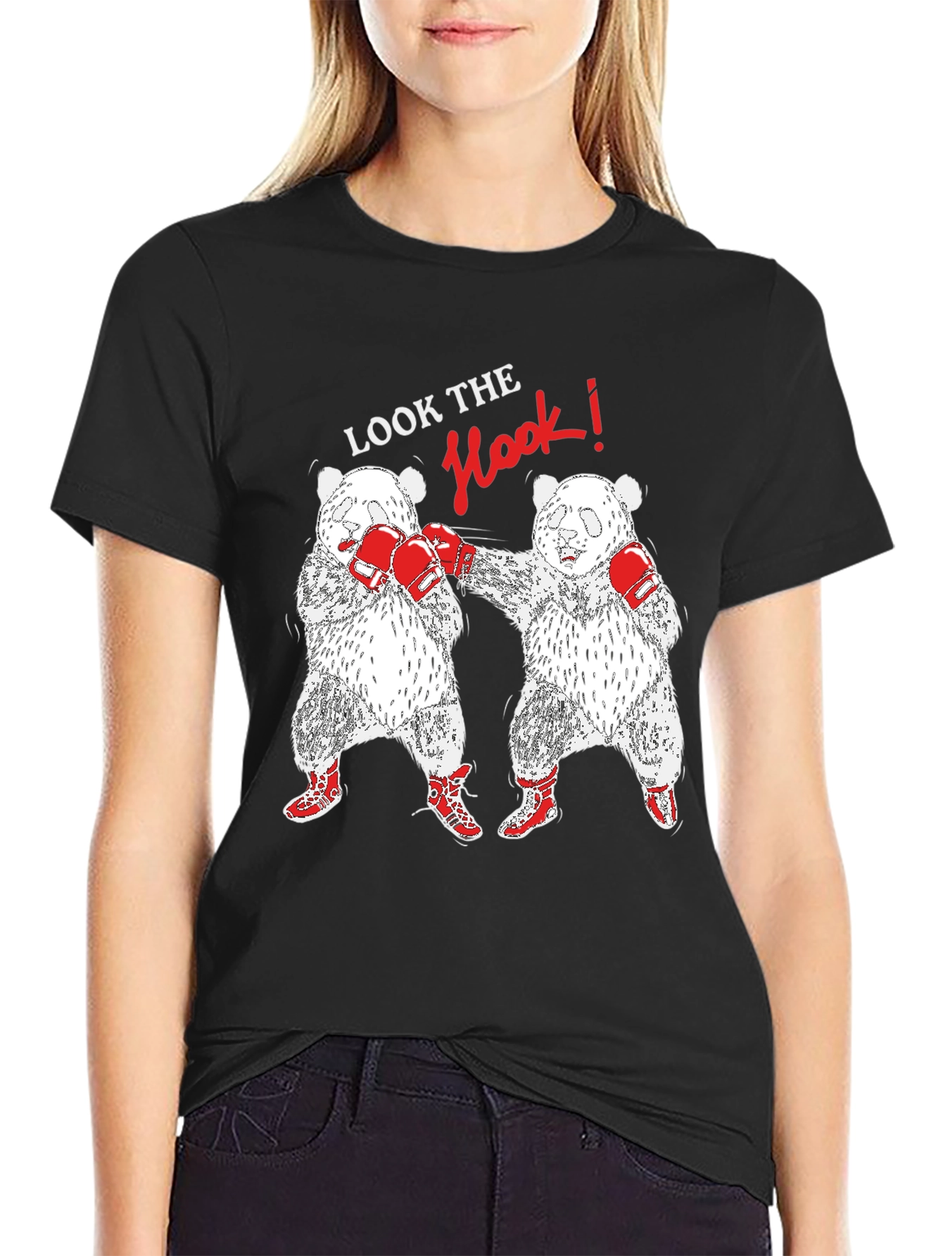Black Panda Boxing T-Shirt: Look The Hook! view 2