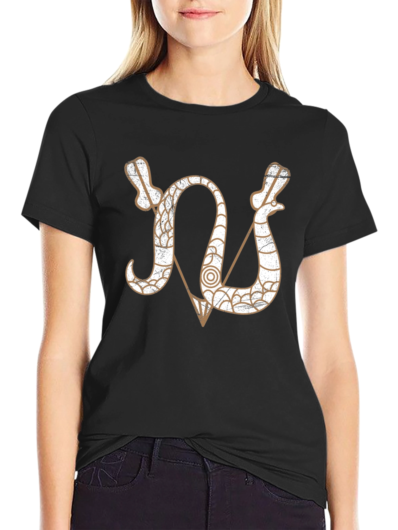 Black Unique Graphic Print Black T-Shirt view 2