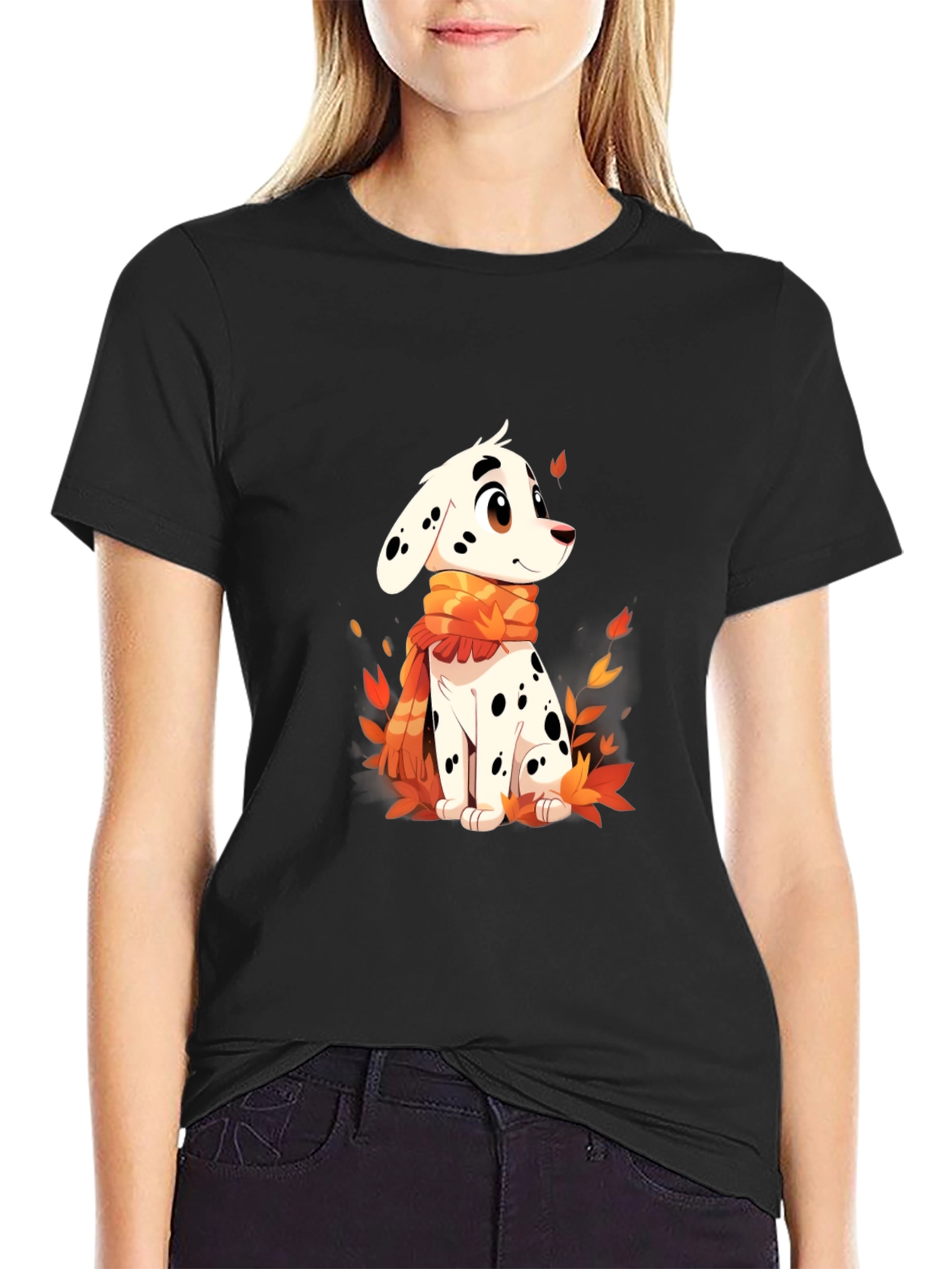 Black Dalmatian Puppy T-Shirt - Cute Cartoon Dog view 2