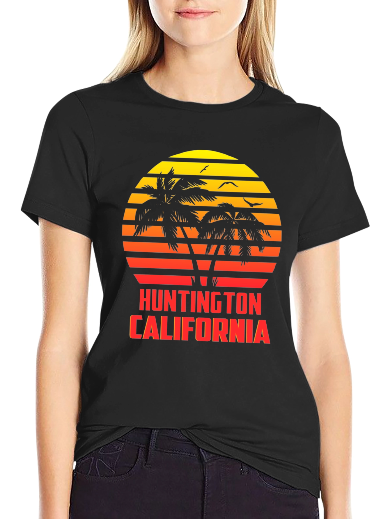 Black Huntington California Sunset Tee view 2