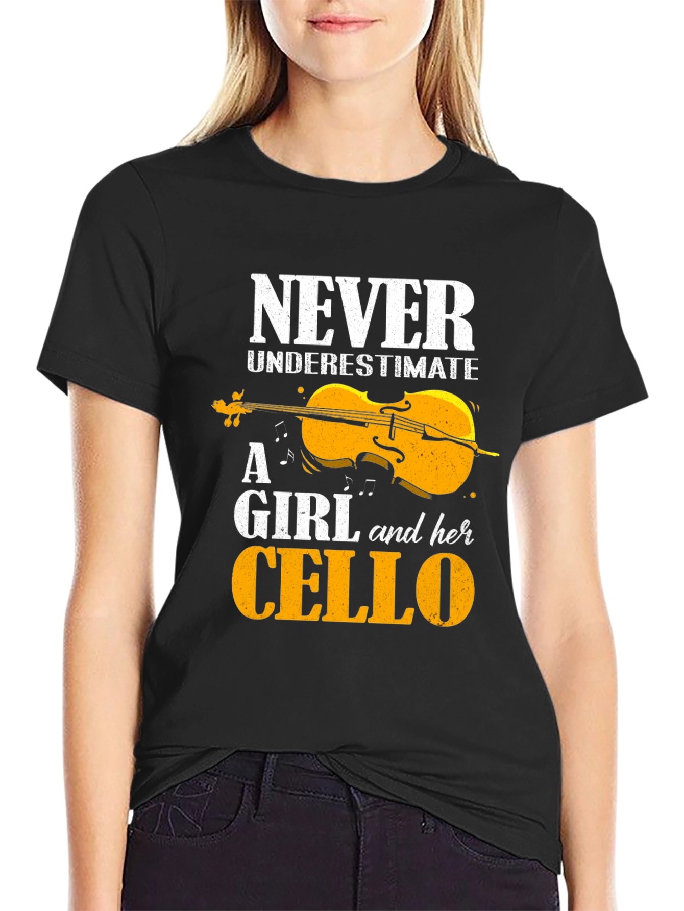 Black Never Underestimate A Girl And Her Cello T-Shirt view 2