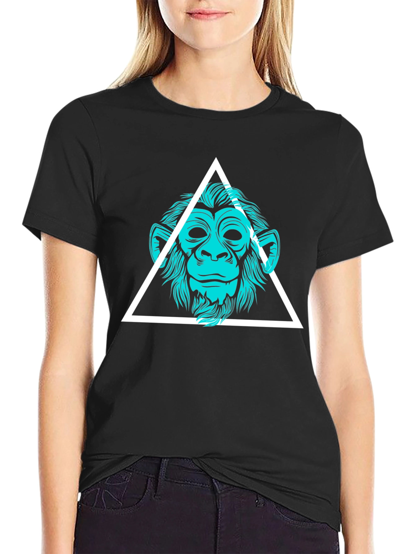 Black Geometric Monkey Graphic Tee view 2