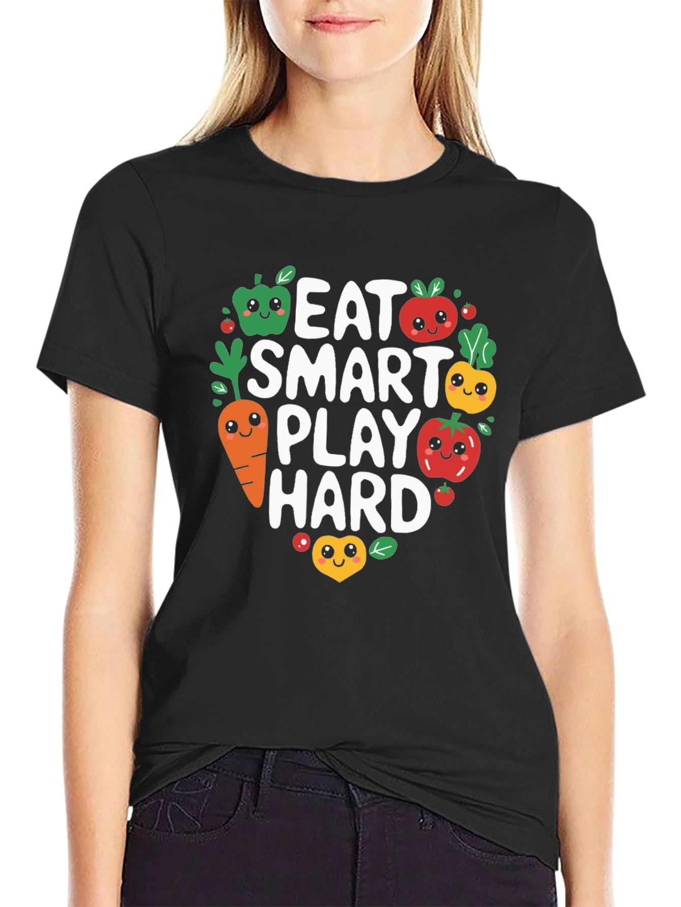 Black Eat Smart Play Hard T-Shirt view 2
