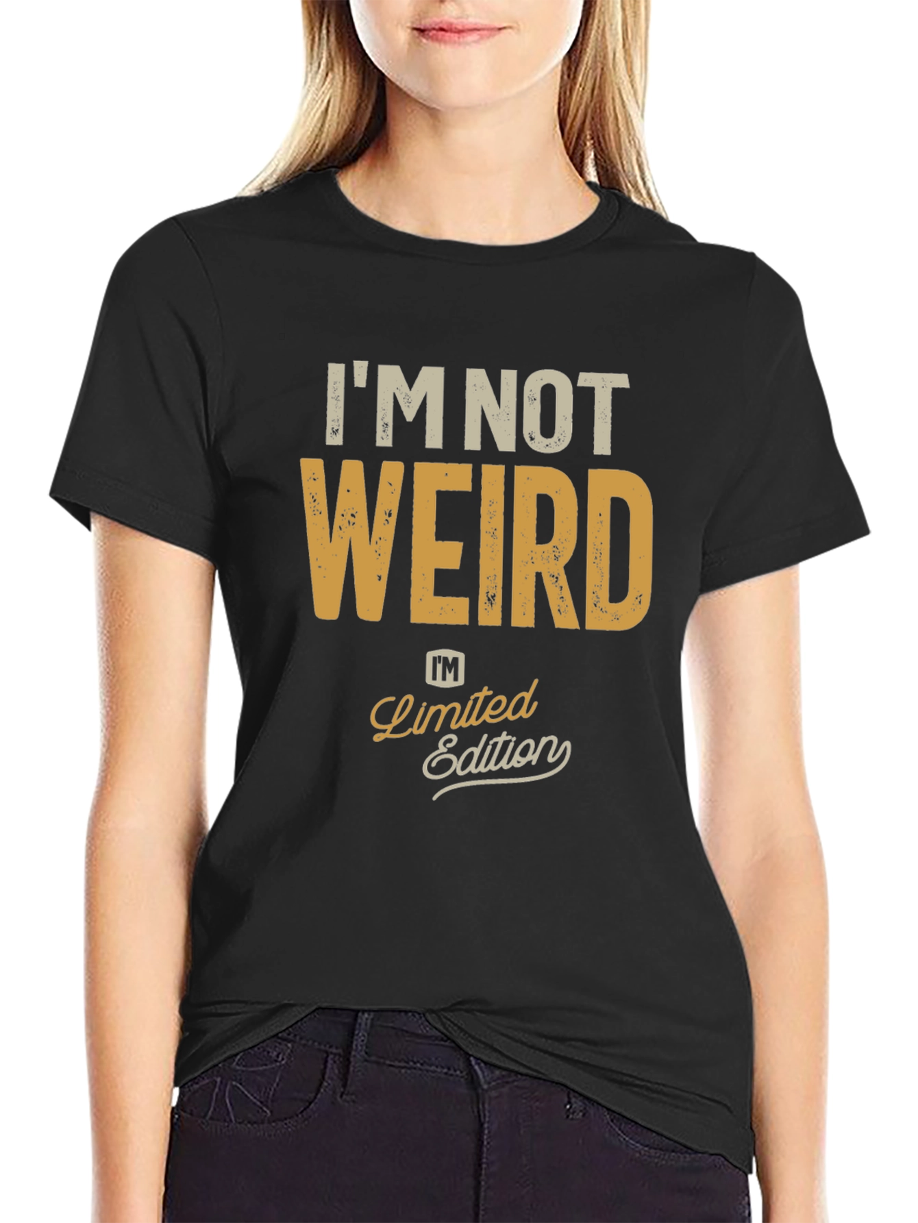 Black I'm Not Weird, Limited Edition Black Graphic T-Shirt view 2