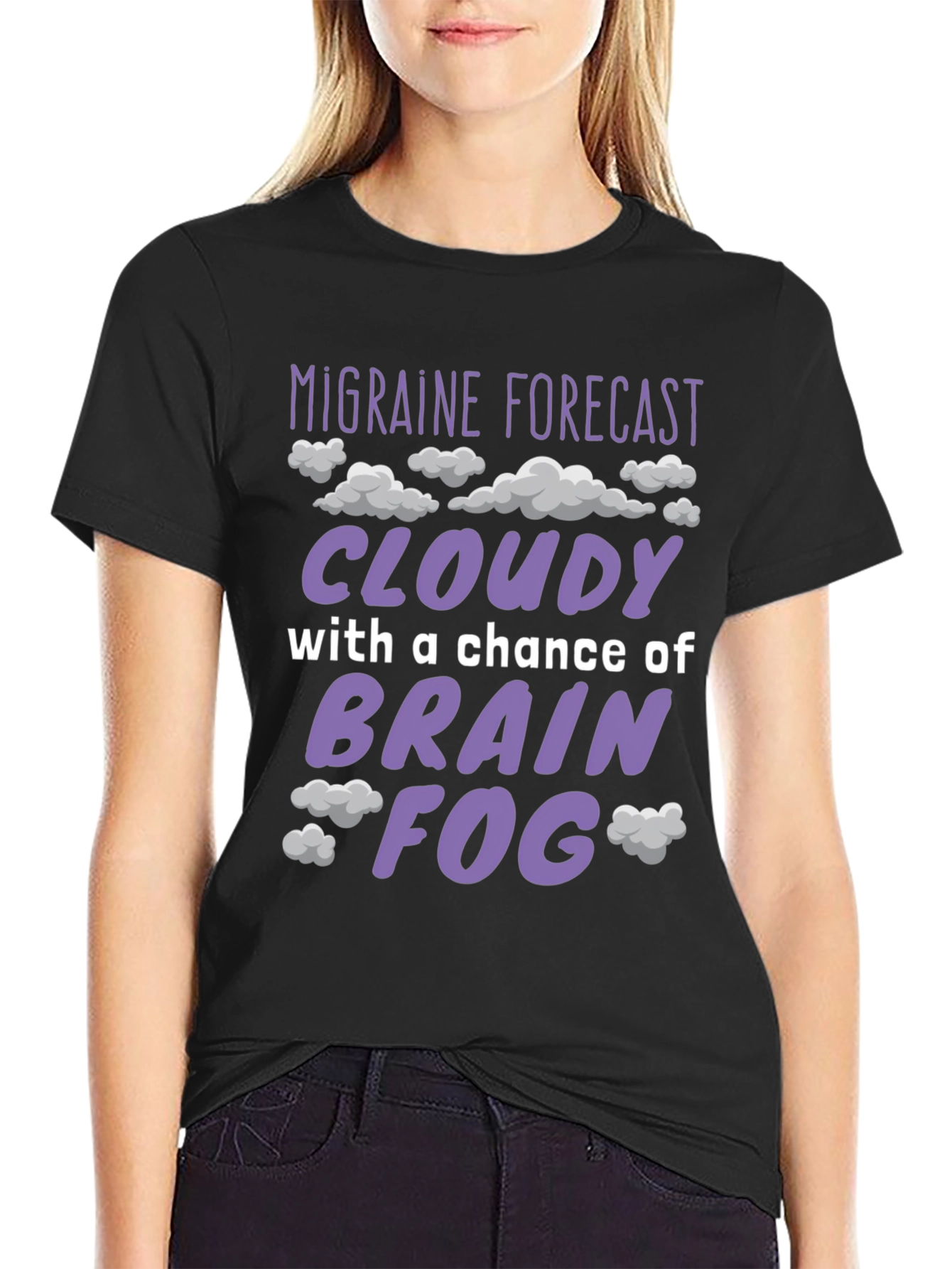 Black Migraine Forecast Funny Graphic T-Shirt view 2
