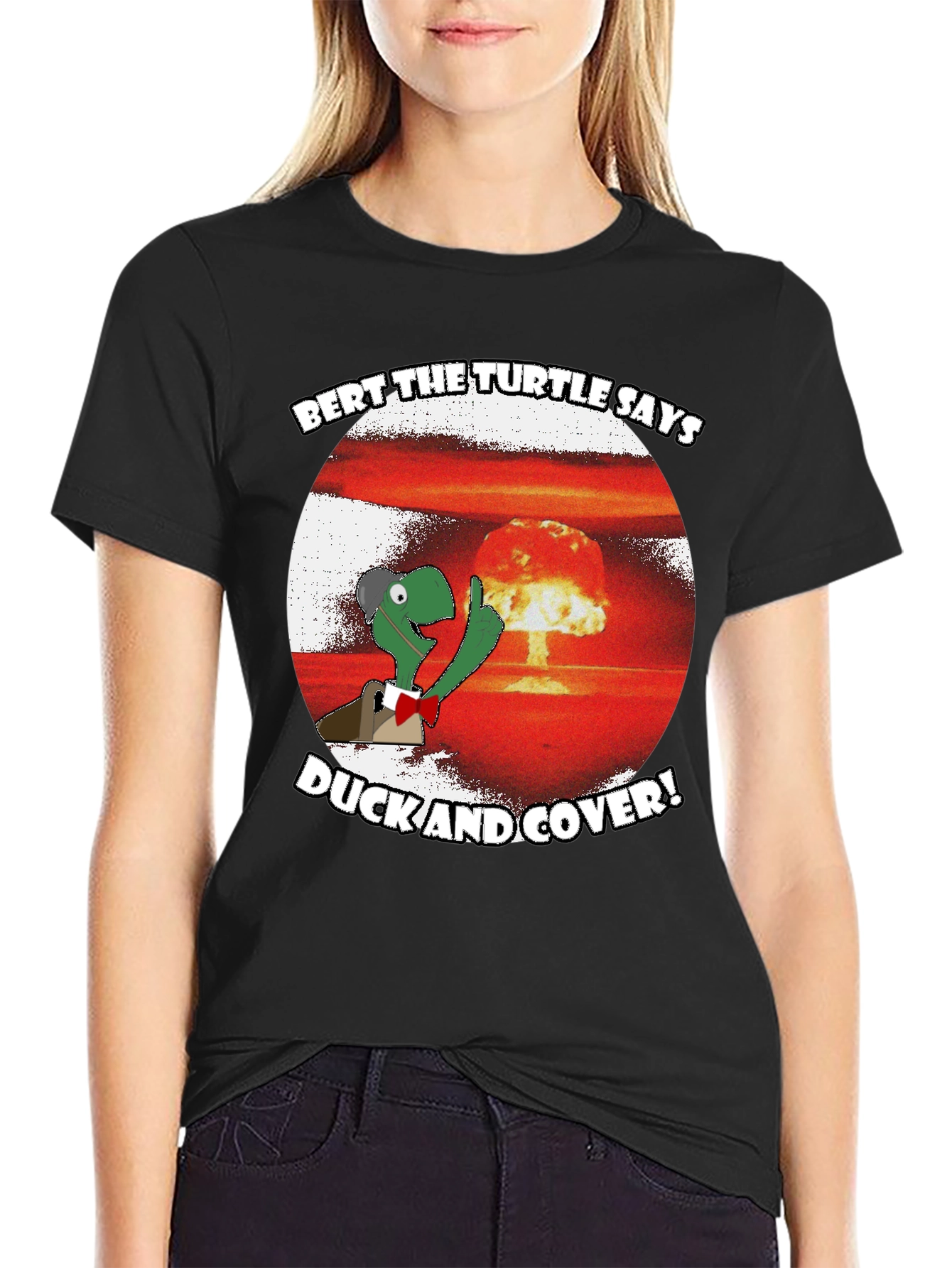 Black Bert the Turtle Duck and Cover Graphic Tee view 2