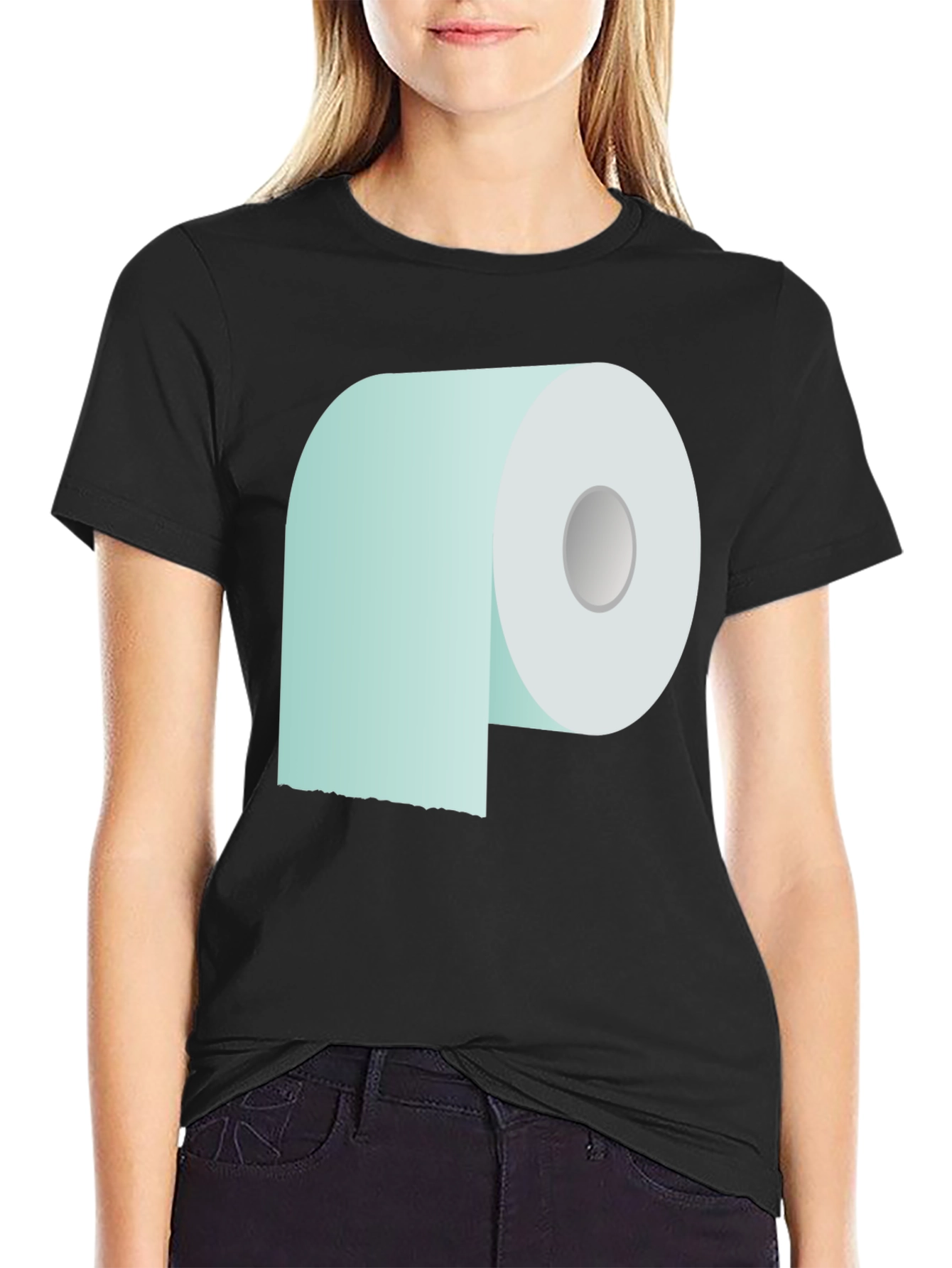 Black Toilet Paper Graphic Tee - Novelty Comfort view 2