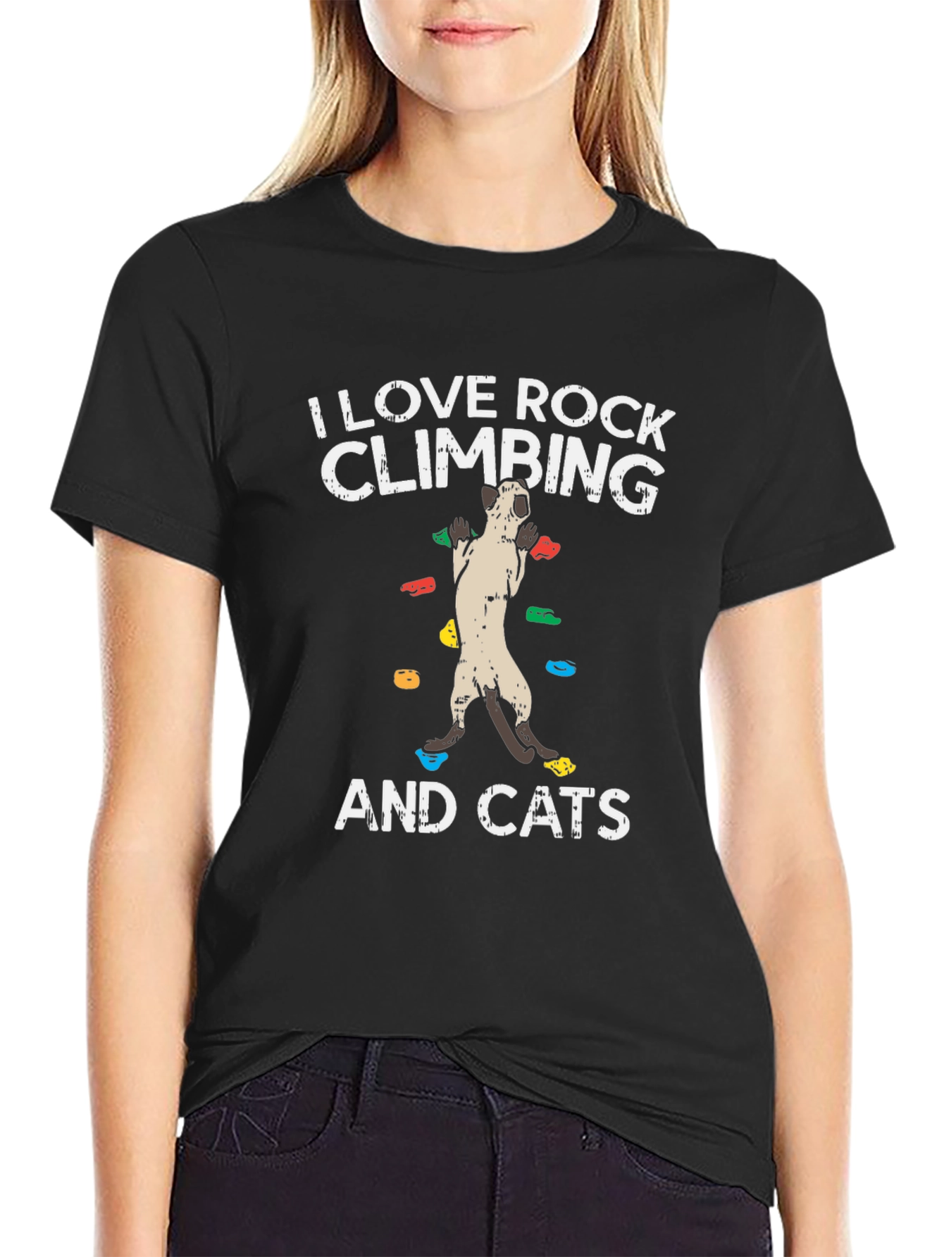Black Rock Climbing & Cats Graphic T-Shirt view 2