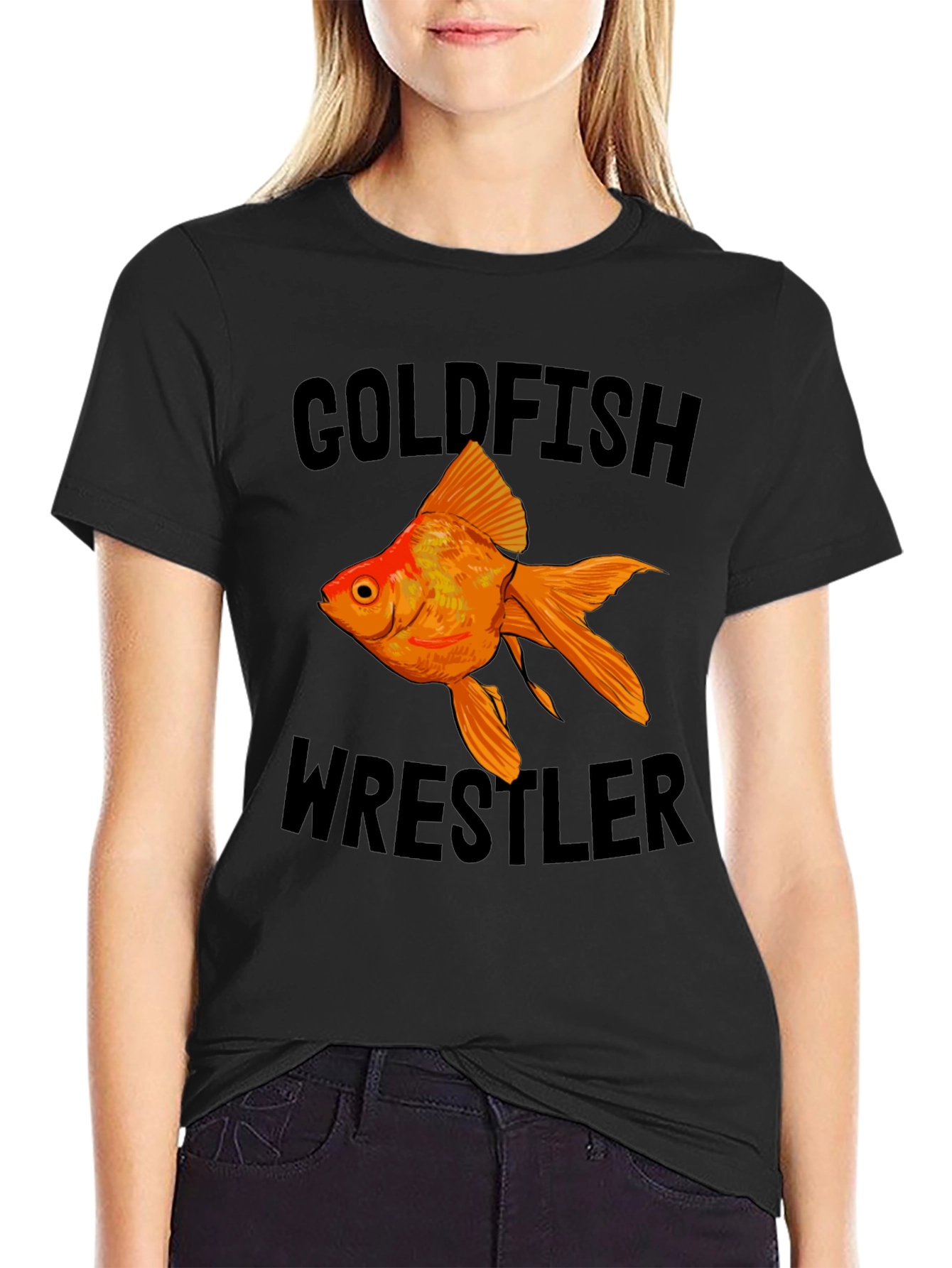 Black Goldfish Wrestler Graphic Tee view 2
