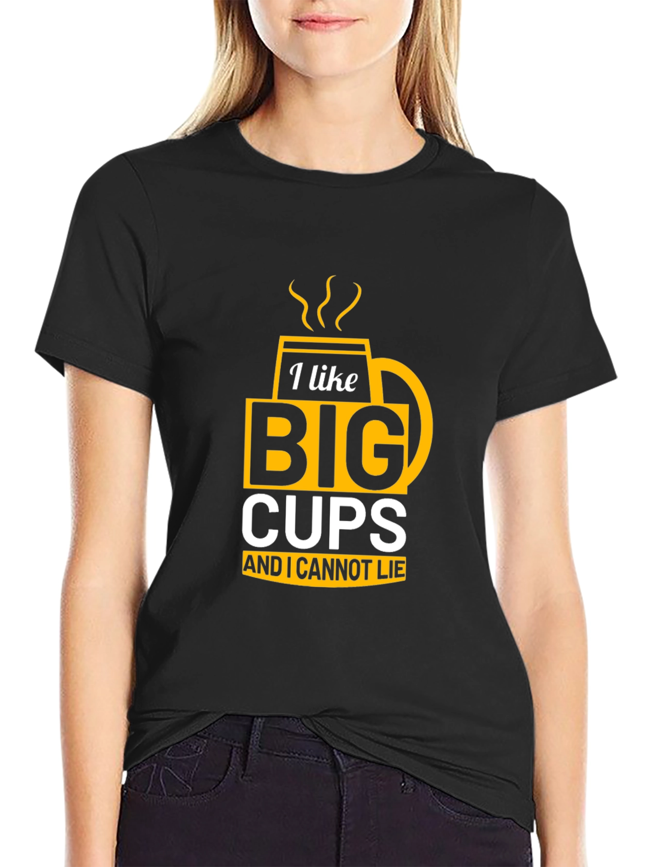 Black I Like Big Cups Graphic Tee - Funny Coffee Lover Shirt view 2
