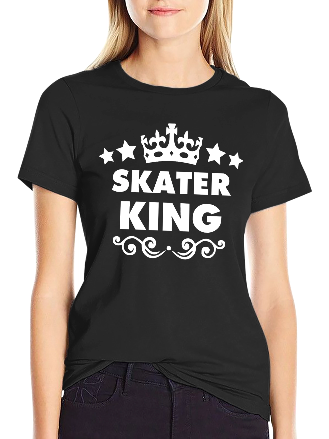 Black Skater King Graphic Tee - Black Cotton Blend view 2