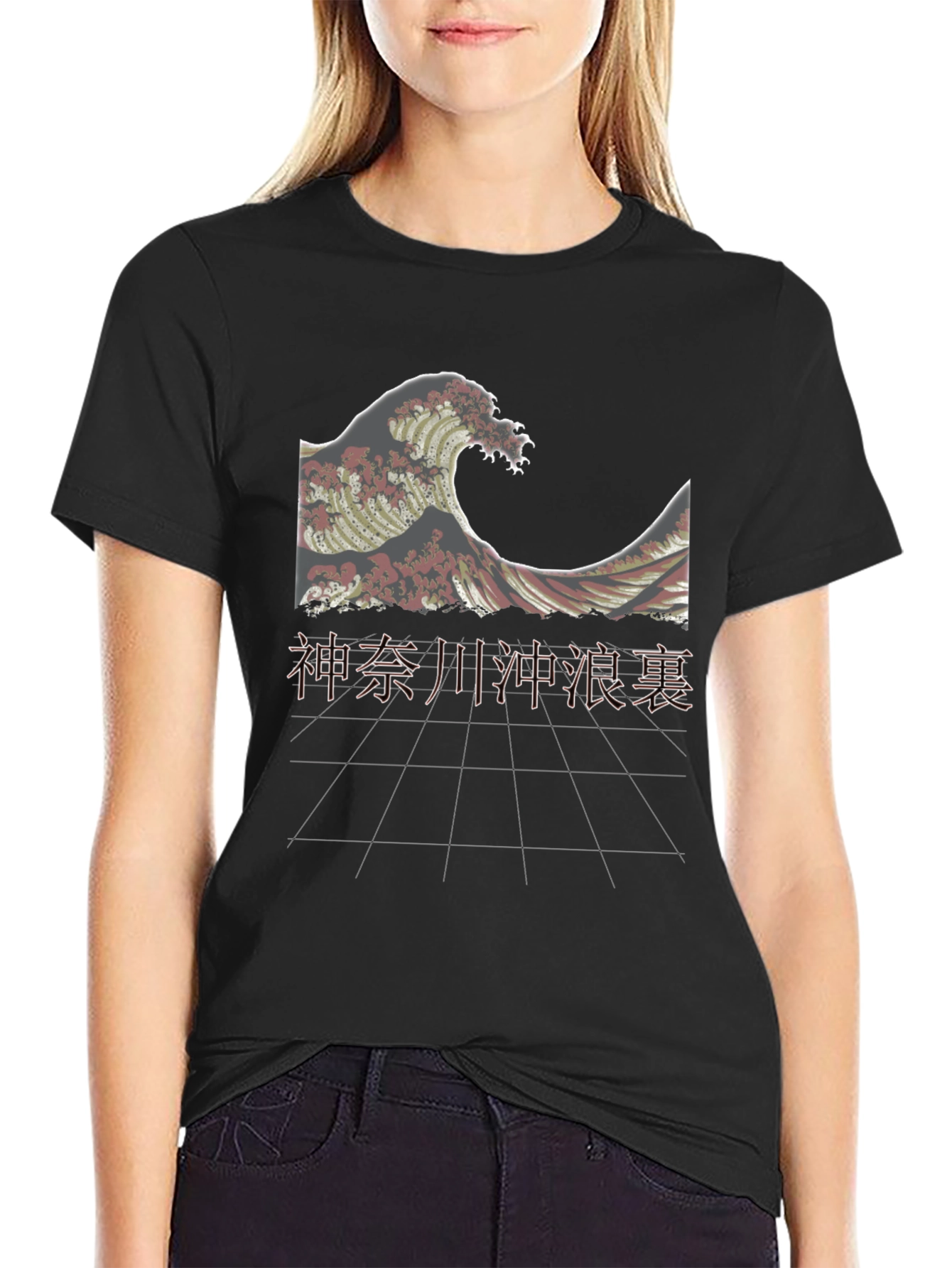 Black Great Wave Kanagawa Black T-Shirt view 2