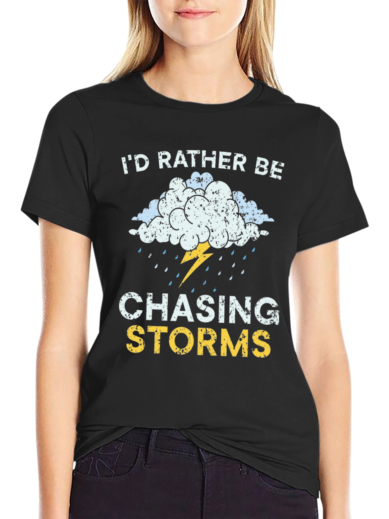 Black Chasing Storms Graphic T-Shirt view 2