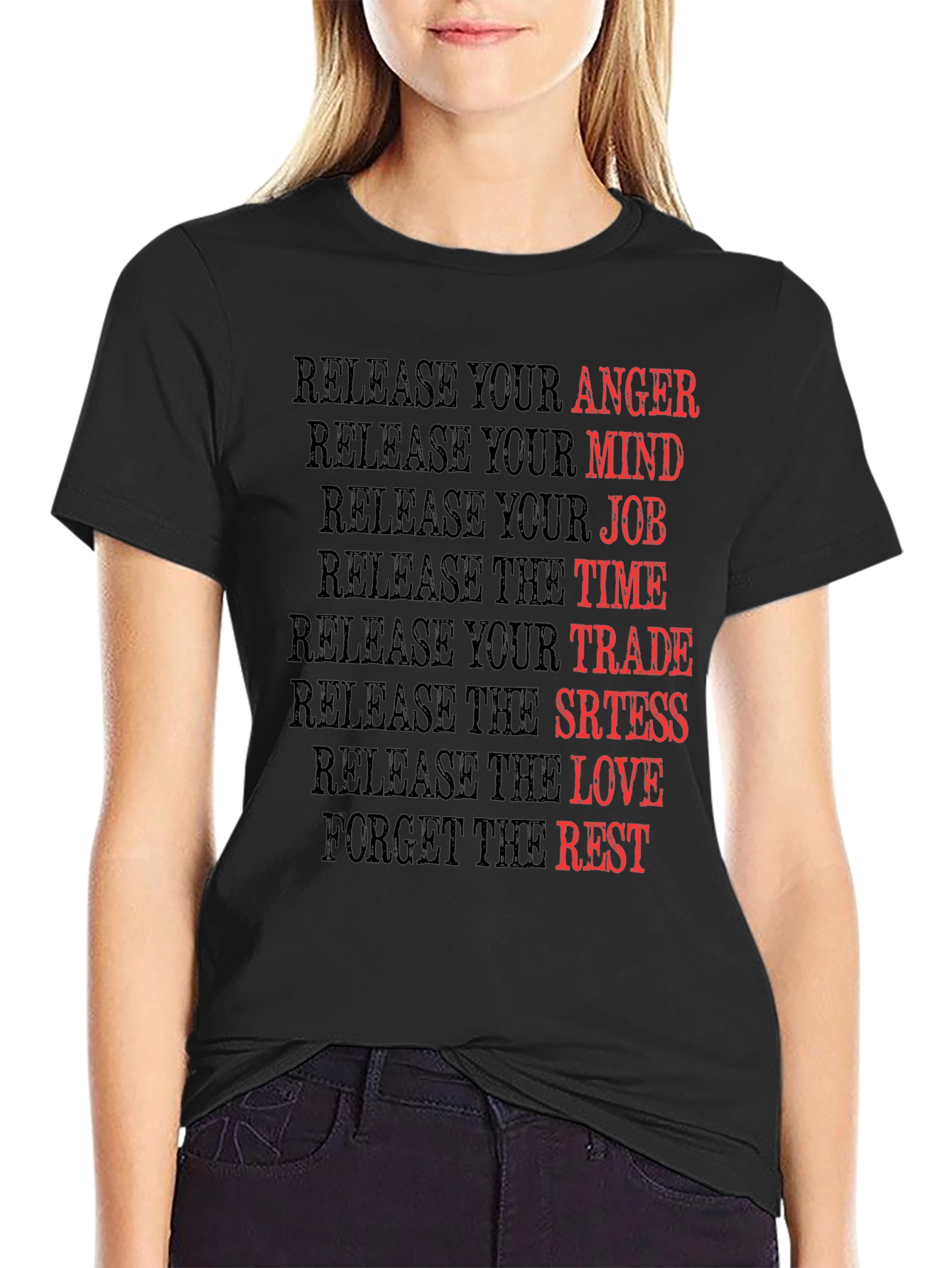 Black Release Your Anger Graphic T-Shirt view 2