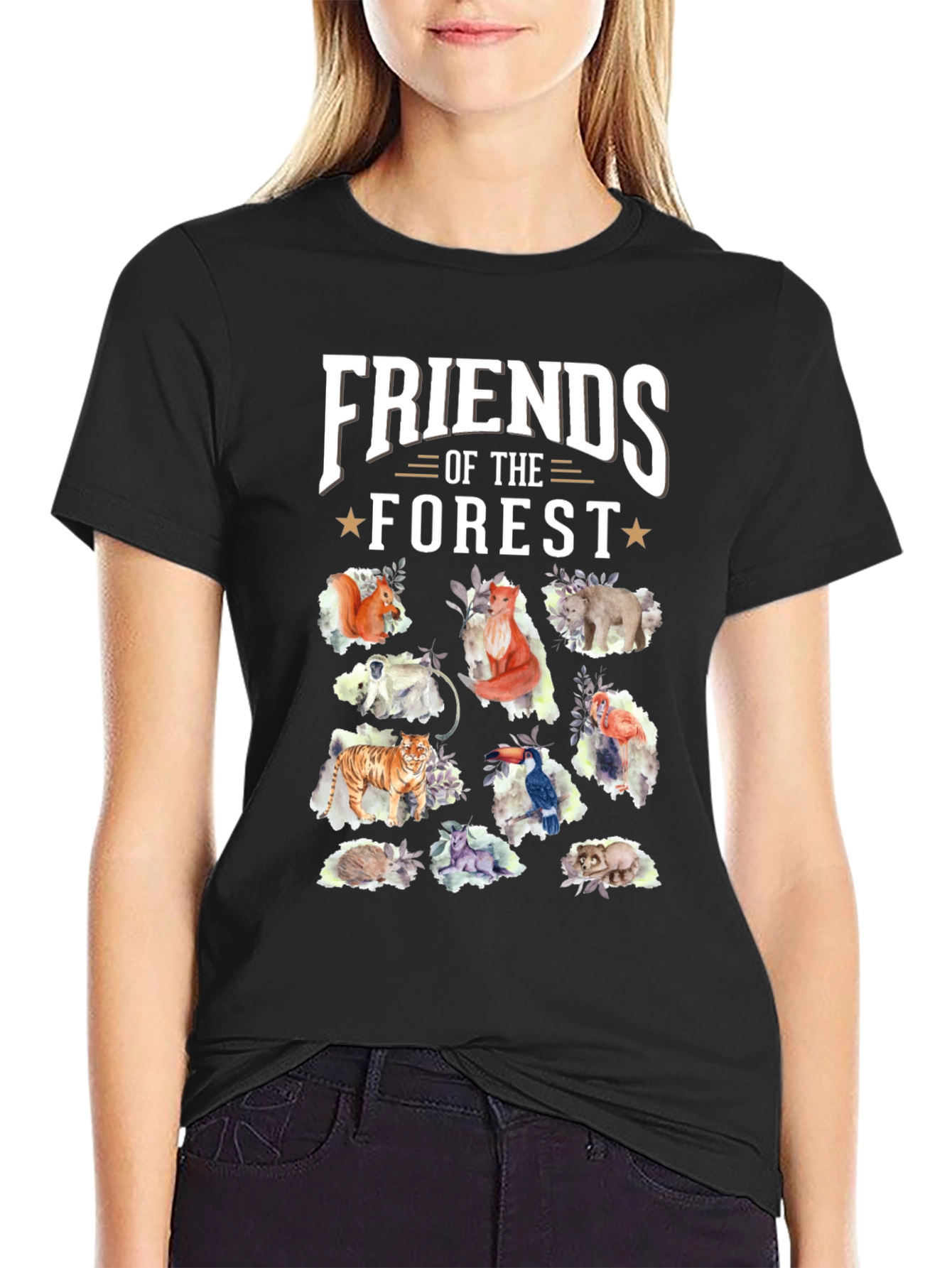 Black Friends of the Forest Black T-Shirt view 2