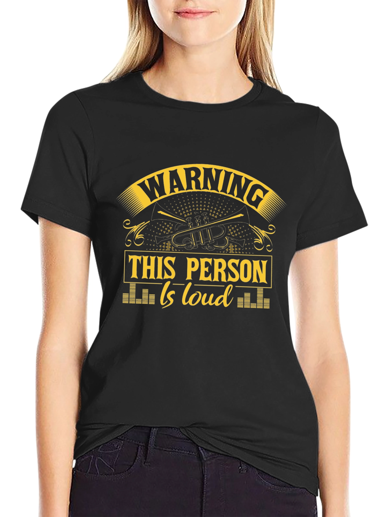 Black Warning This Person Is Loud T-Shirt view 2