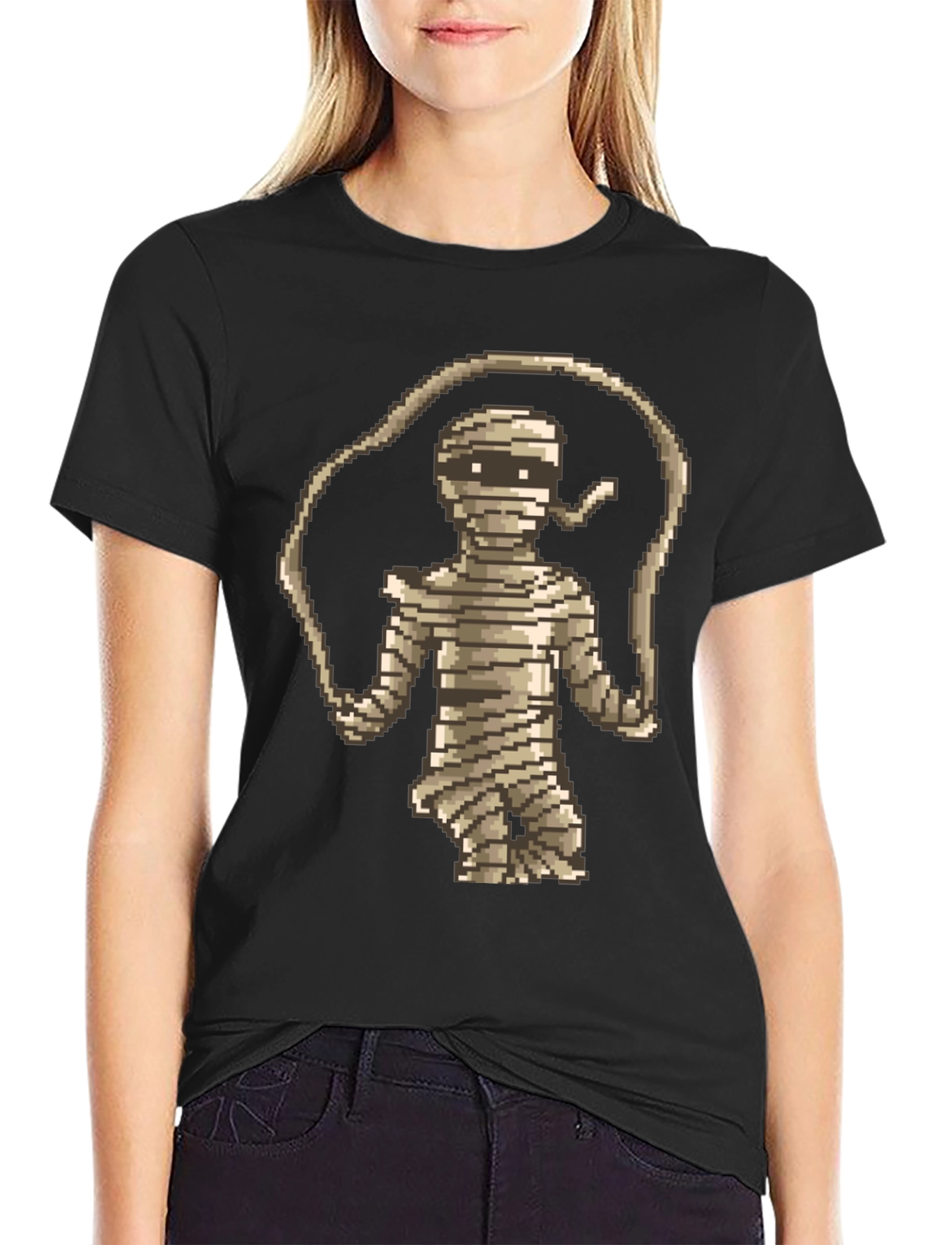 Black Pixel Mummy T-Shirt - Retro Gaming Style view 2
