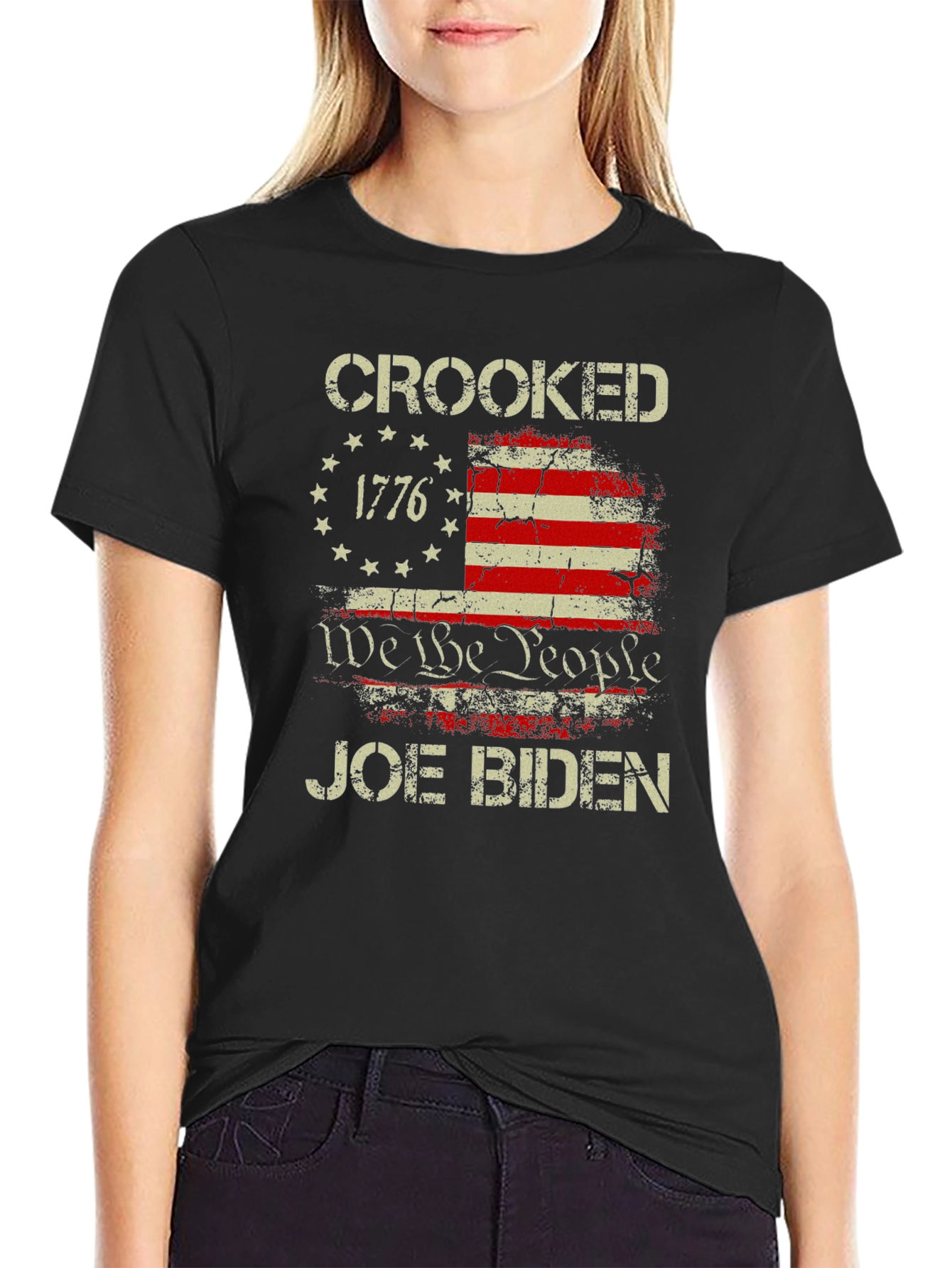 Black Crooked Joe Biden Graphic T-Shirt view 2
