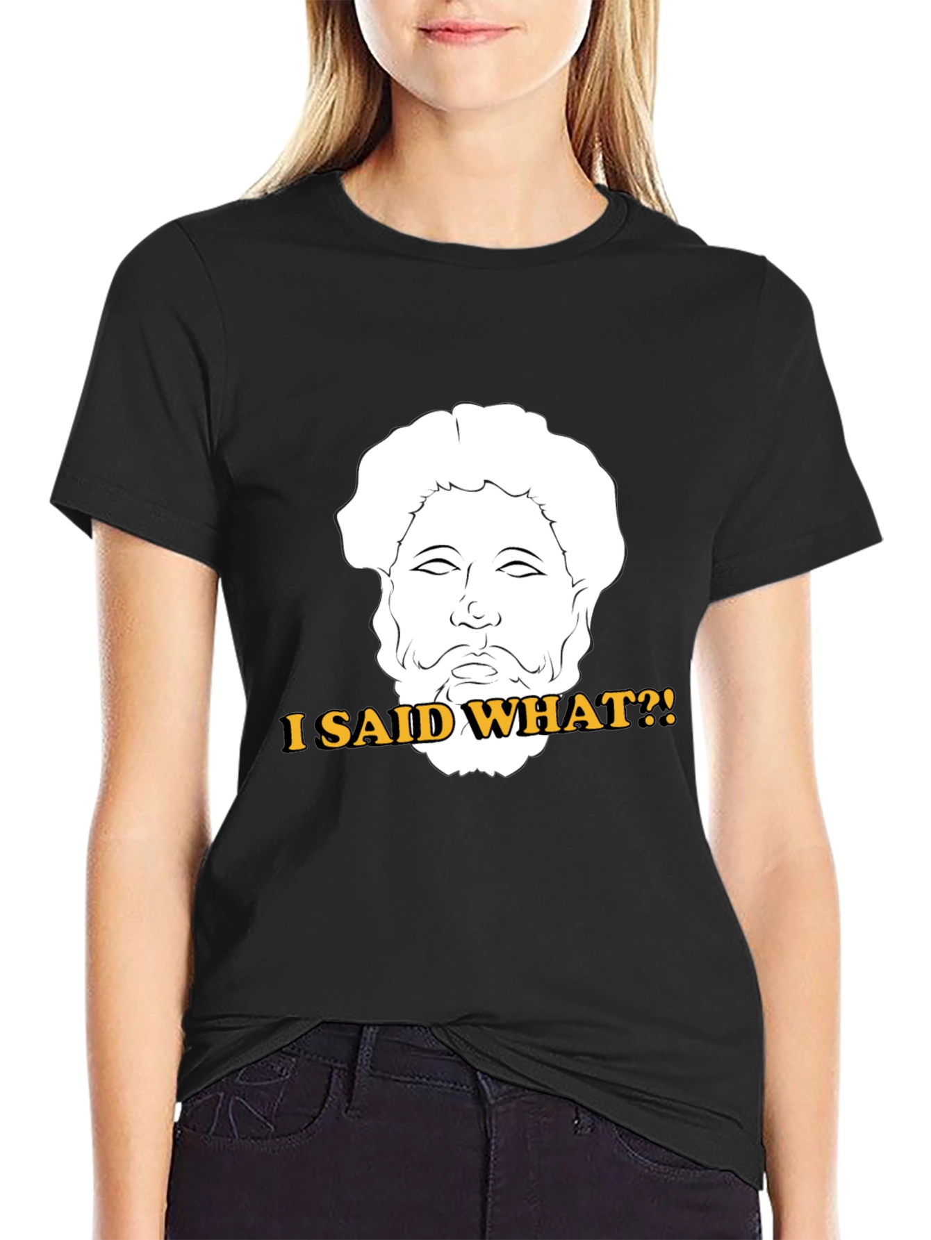 Black I Said What?! T-Shirt - Marcus Aurelius Graphic Tee view 2