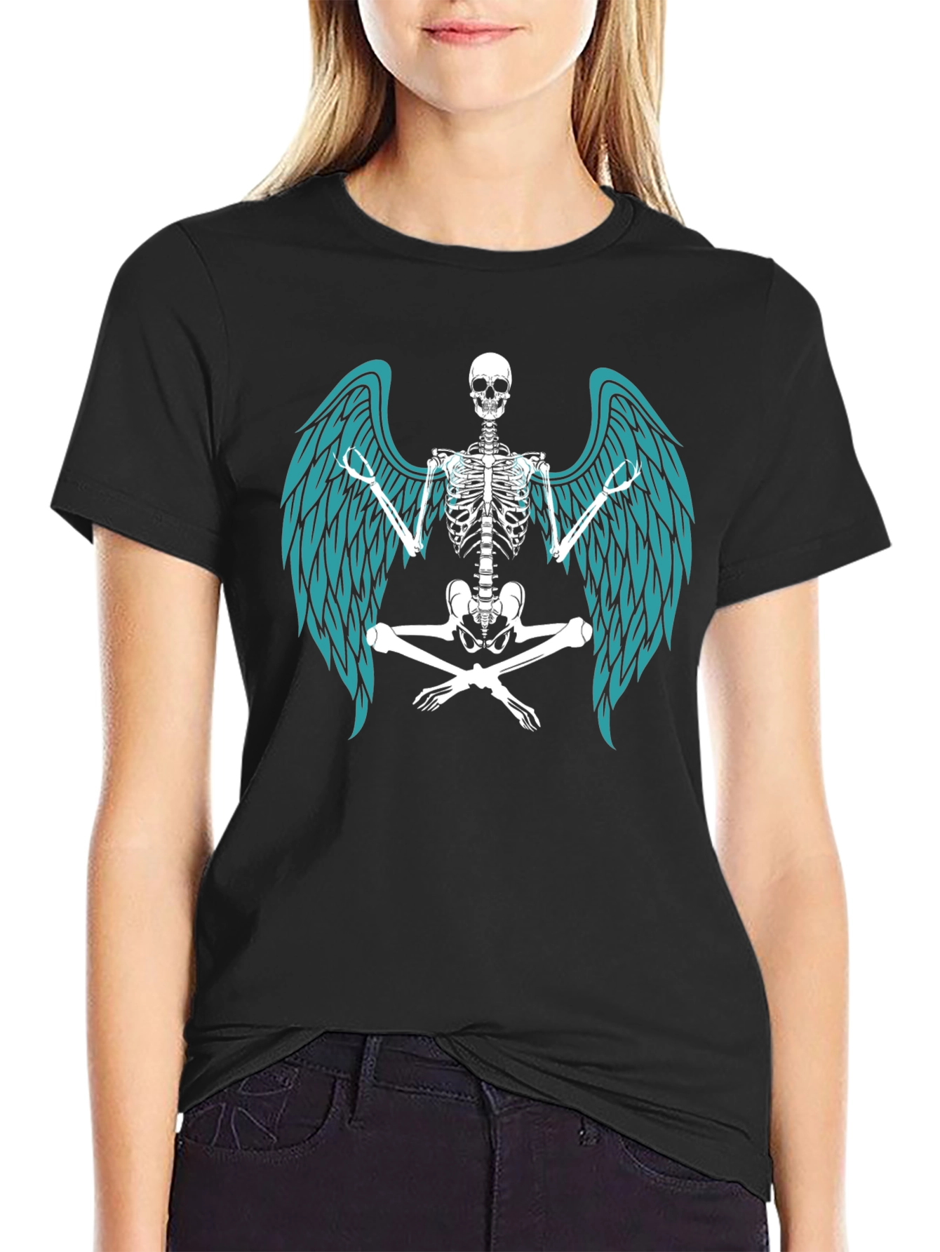 Black Winged Skeleton Graphic Tee - Men's Black T-Shirt view 2
