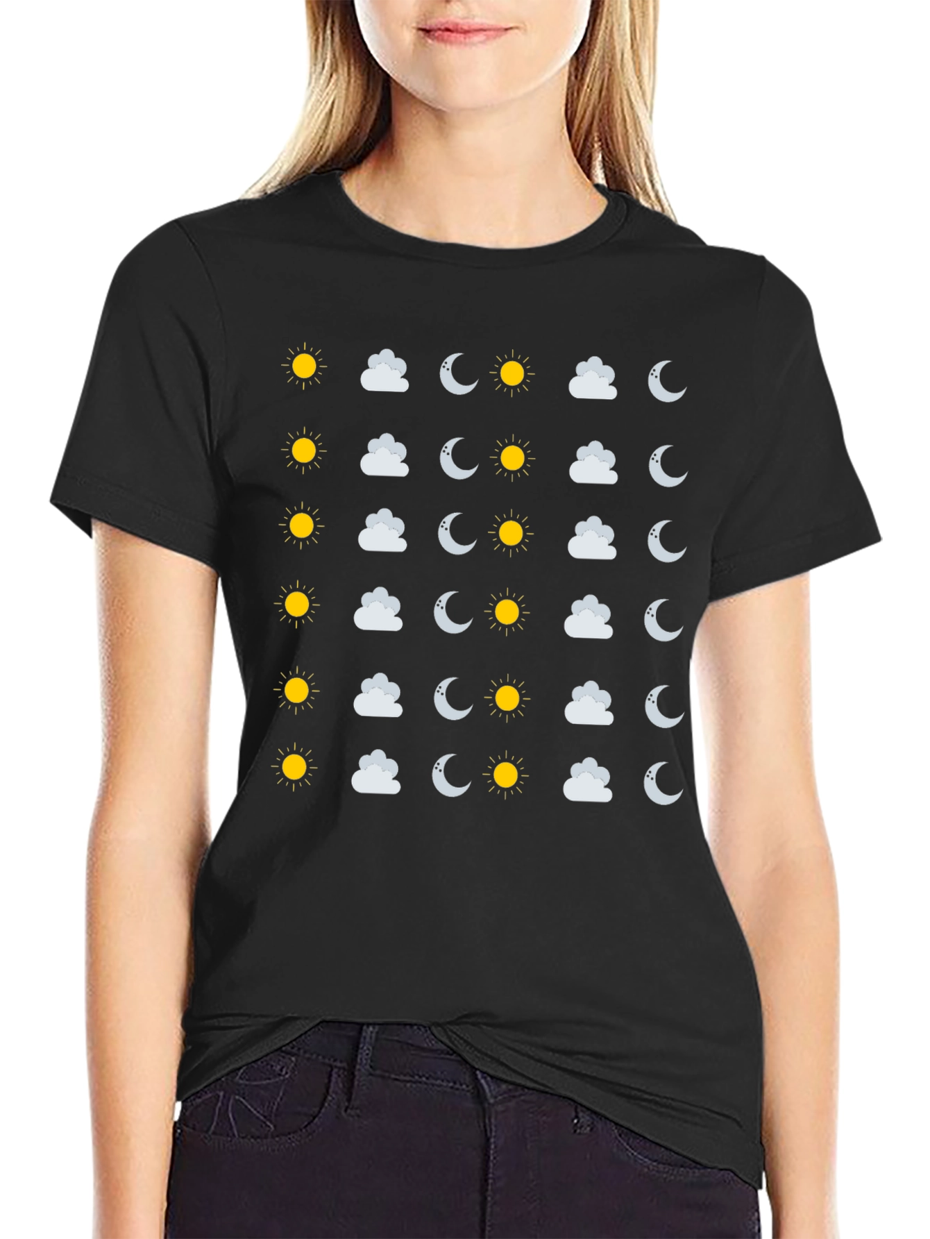 Black Weather Pattern Graphic Print Tee view 2