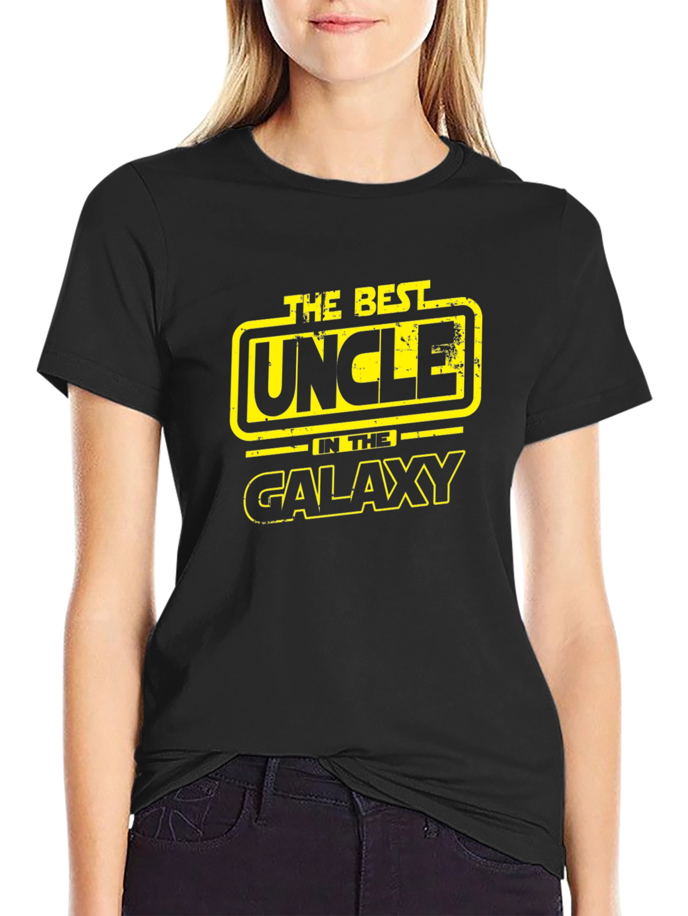Black Best Uncle in the Galaxy Black T-Shirt view 2