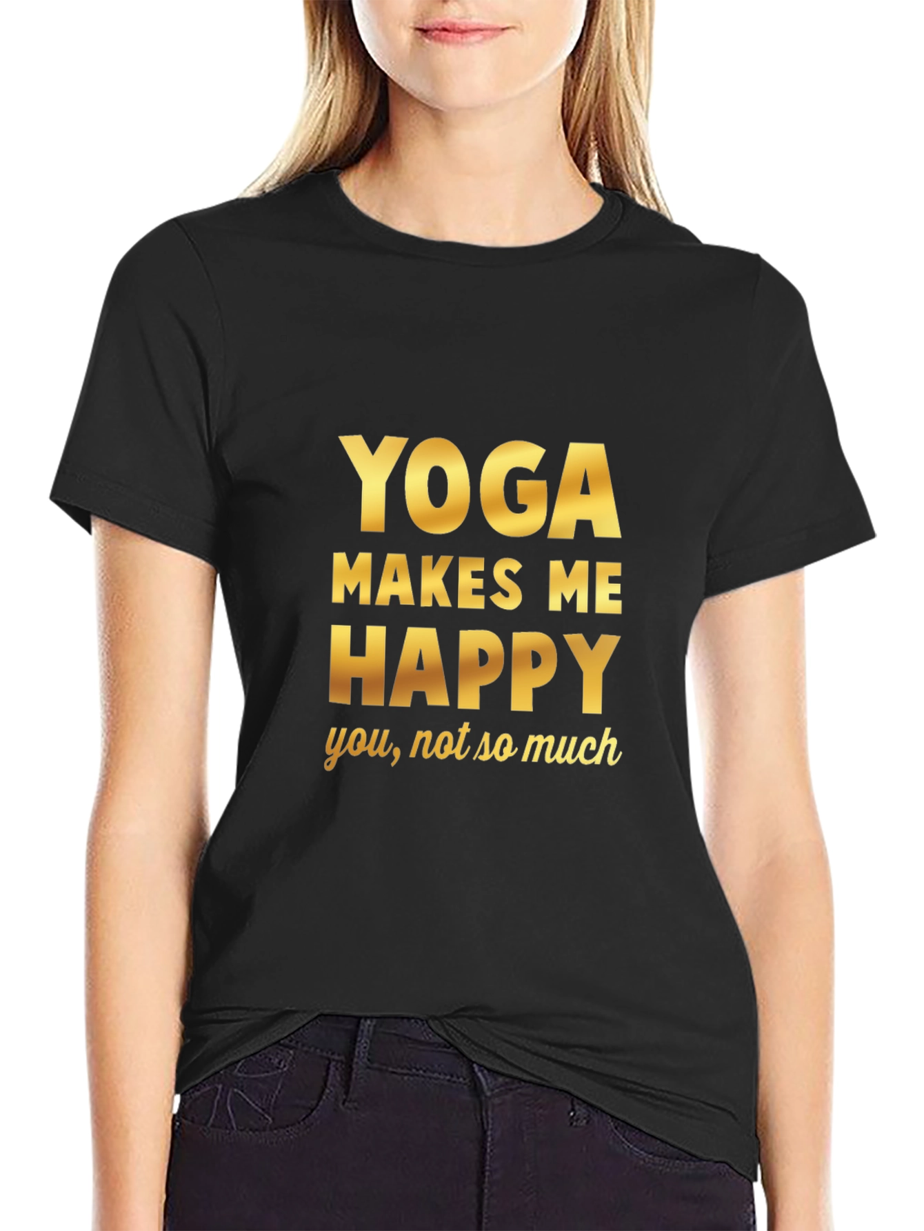 Black Yoga Makes Me Happy T-Shirt view 2