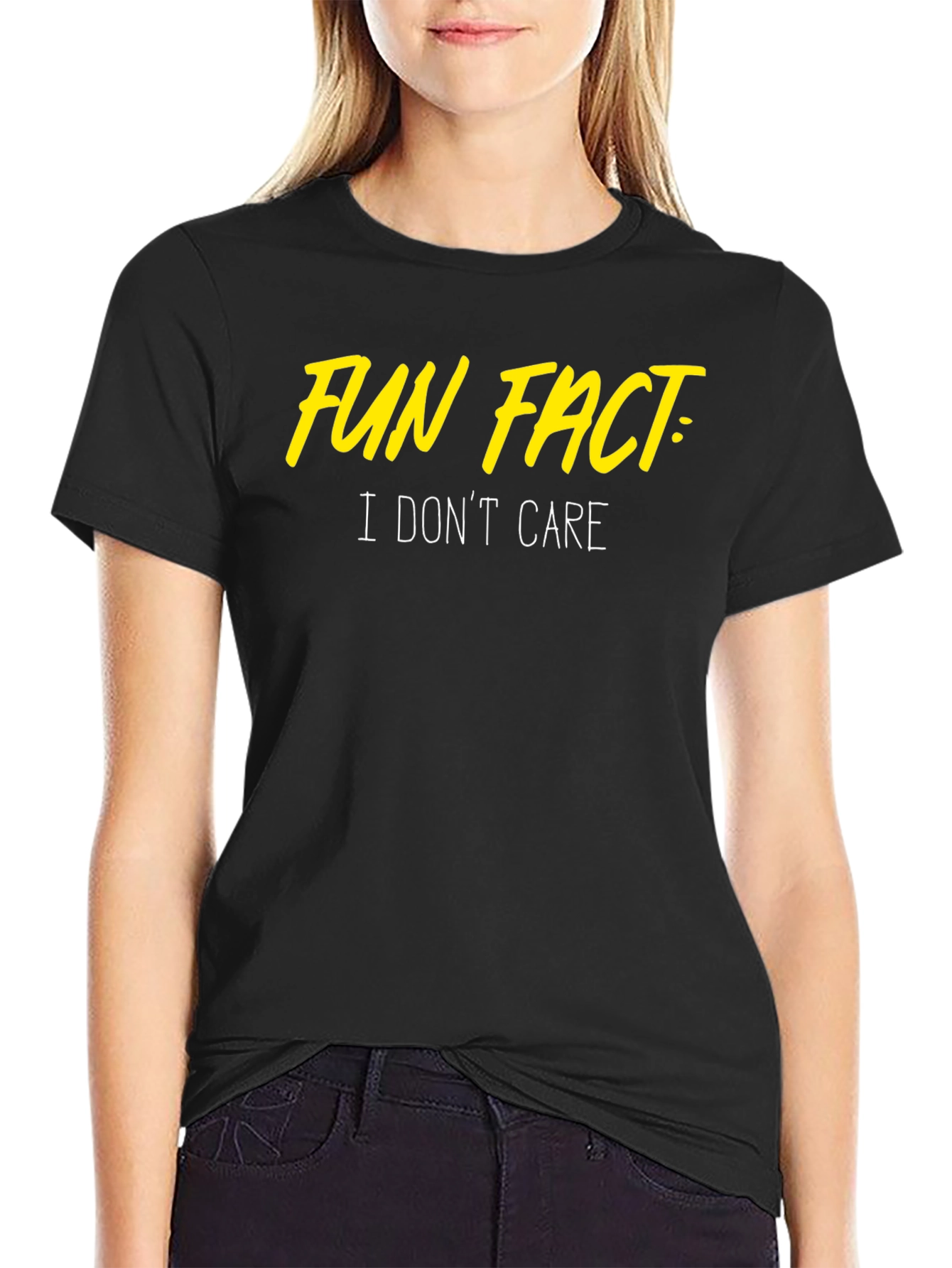 Black Fun Fact: I Don't Care T-Shirt view 2