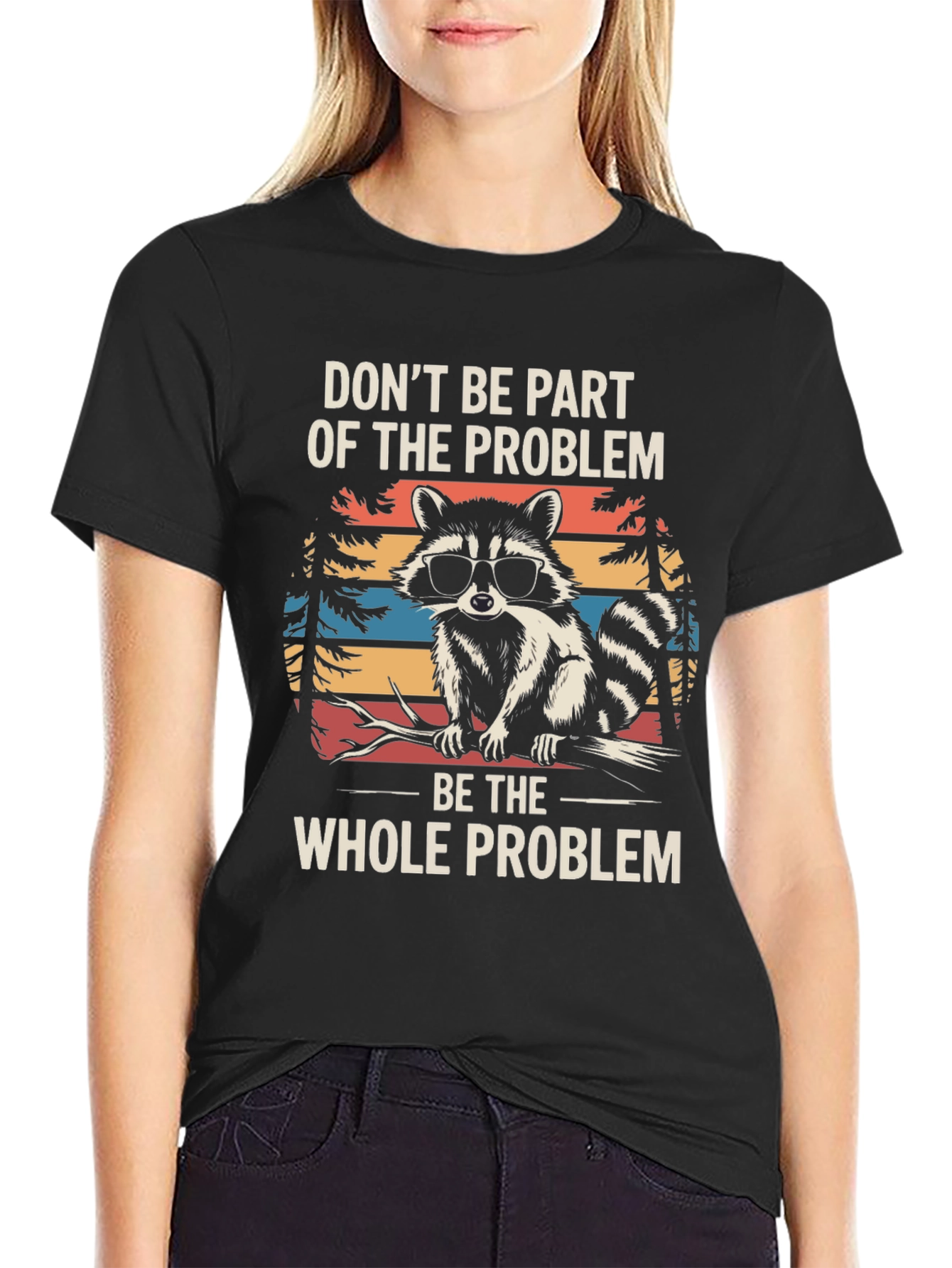 Black Raccoon Problem T-Shirt - Funny Graphic Tee view 2