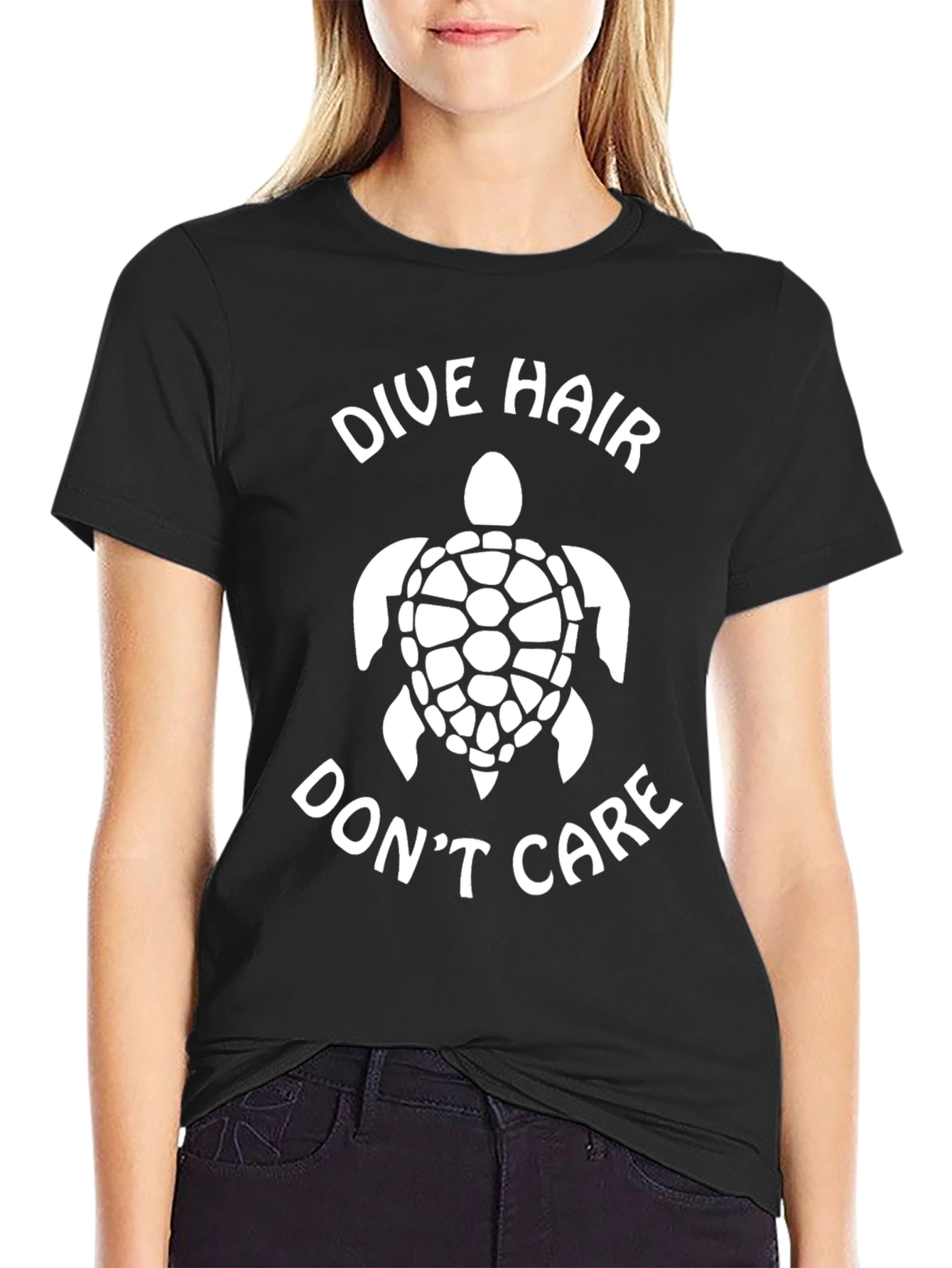 Black Dive Hair Don't Care Turtle Graphic Tee view 2