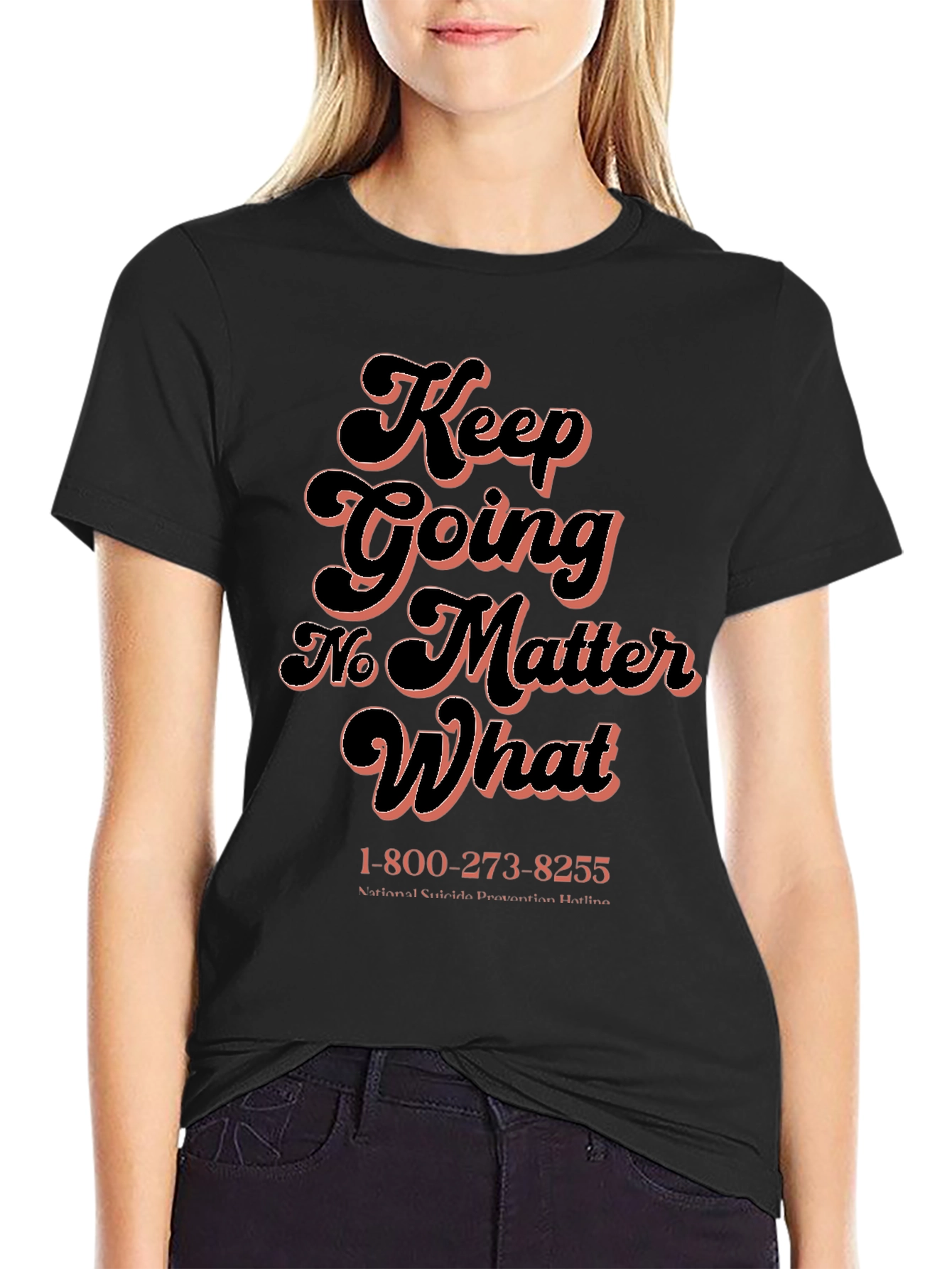 Black Keep Going Graphic T-Shirt view 2