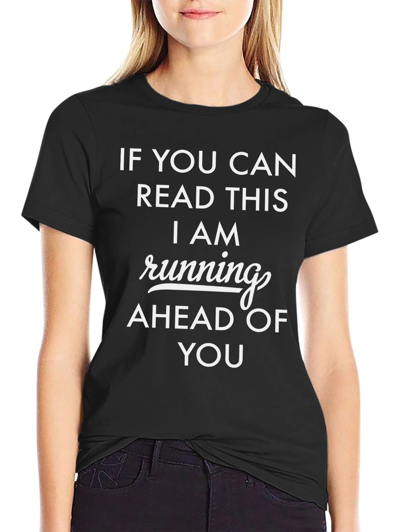 Black Funny Running T-Shirt - Ahead of You view 2