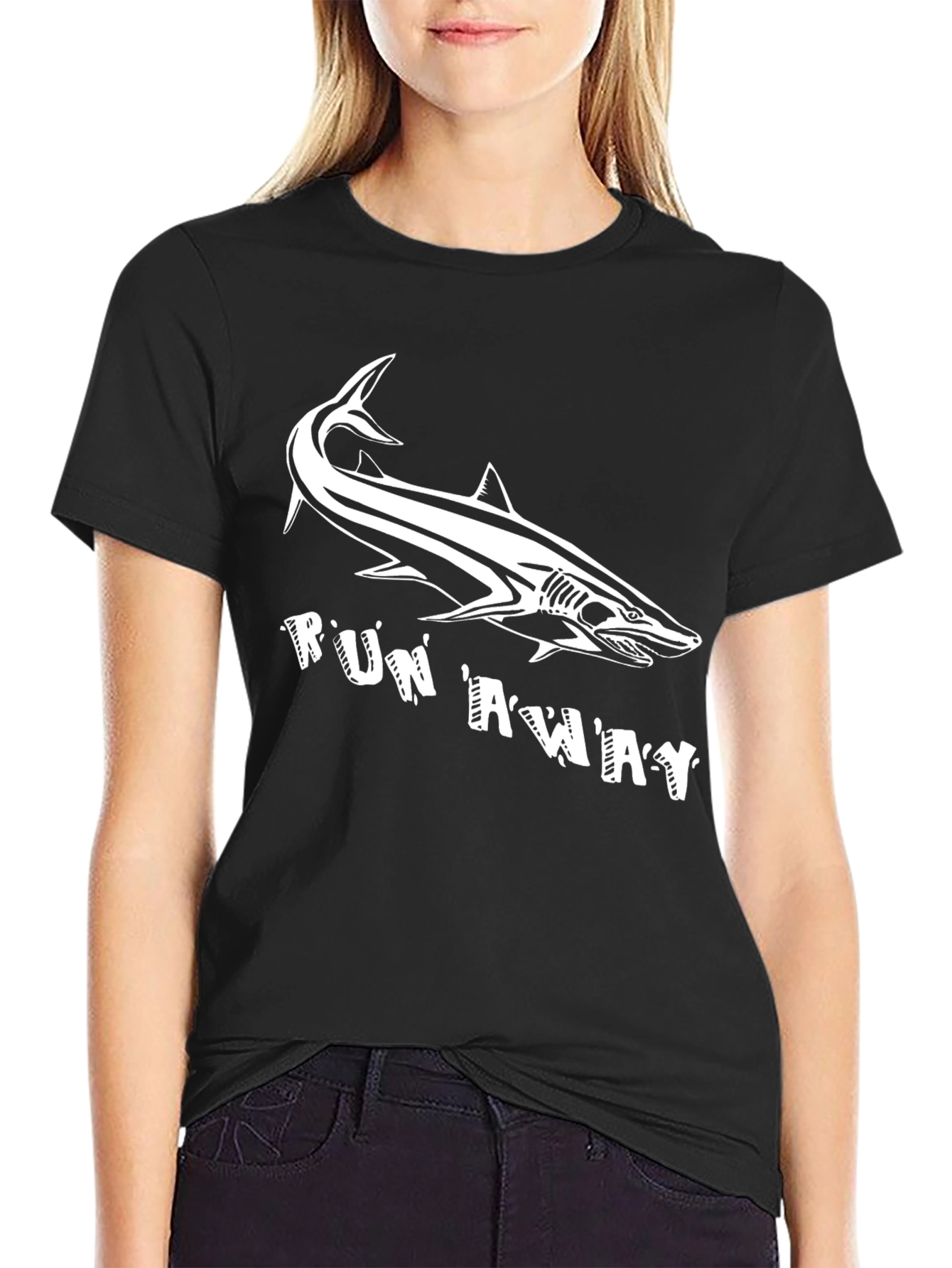 Black Shark Run Away Graphic Tee view 2