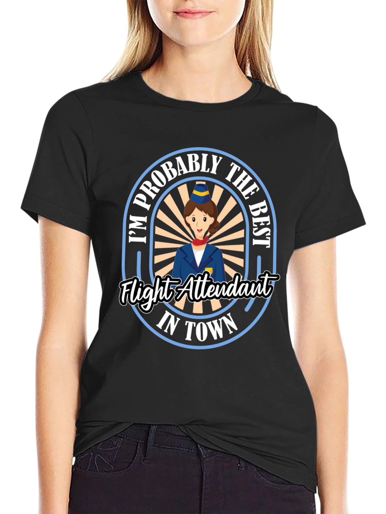 Black Best Flight Attendant T-Shirt view 2