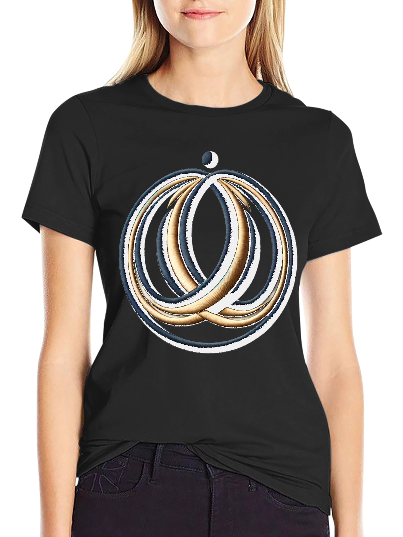 Black Cosmic Rings Graphic Tee - Black Cotton Blend Comfort Fit view 2