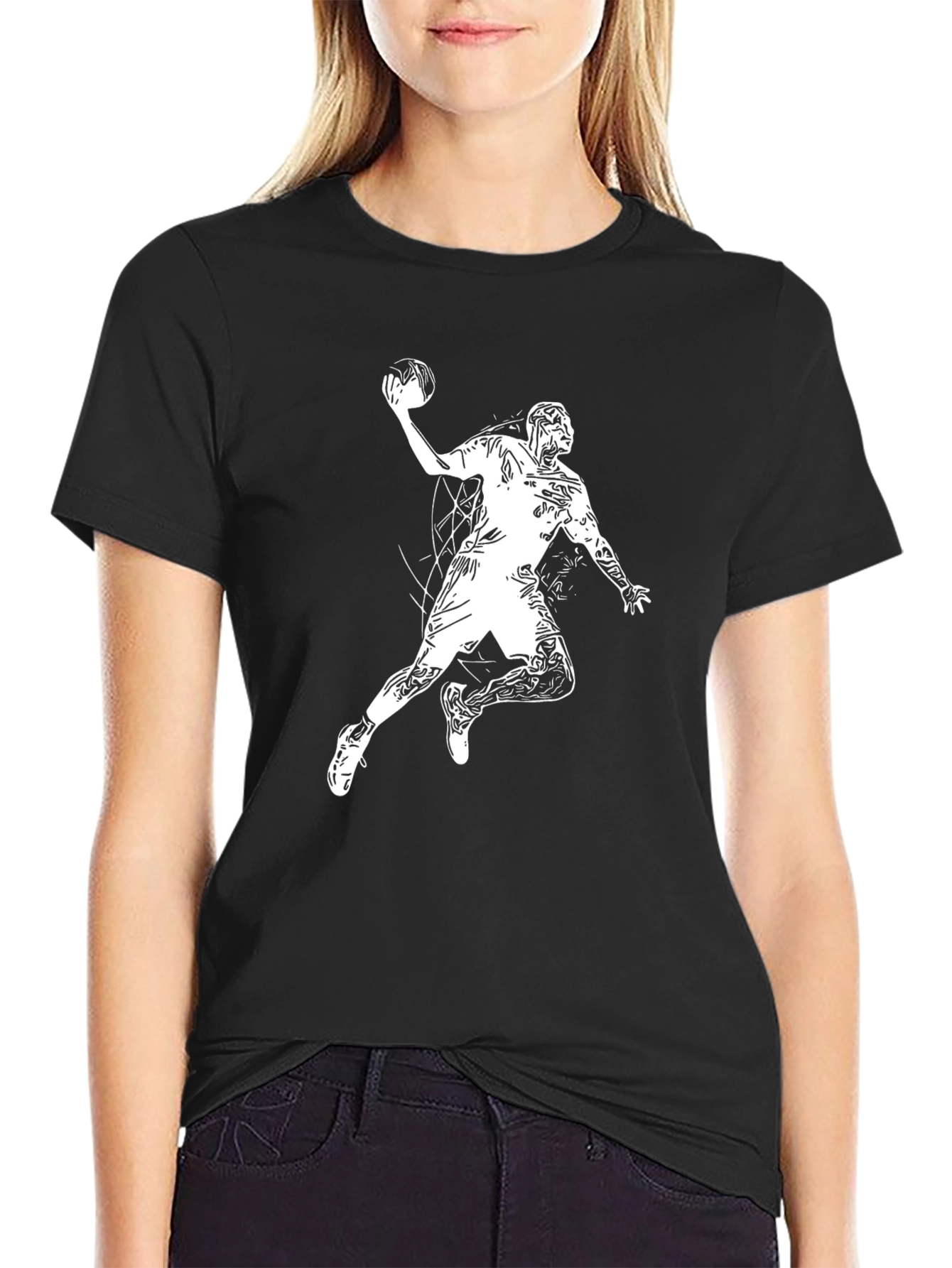 Black Handball Player Graphic Tee - Black view 2