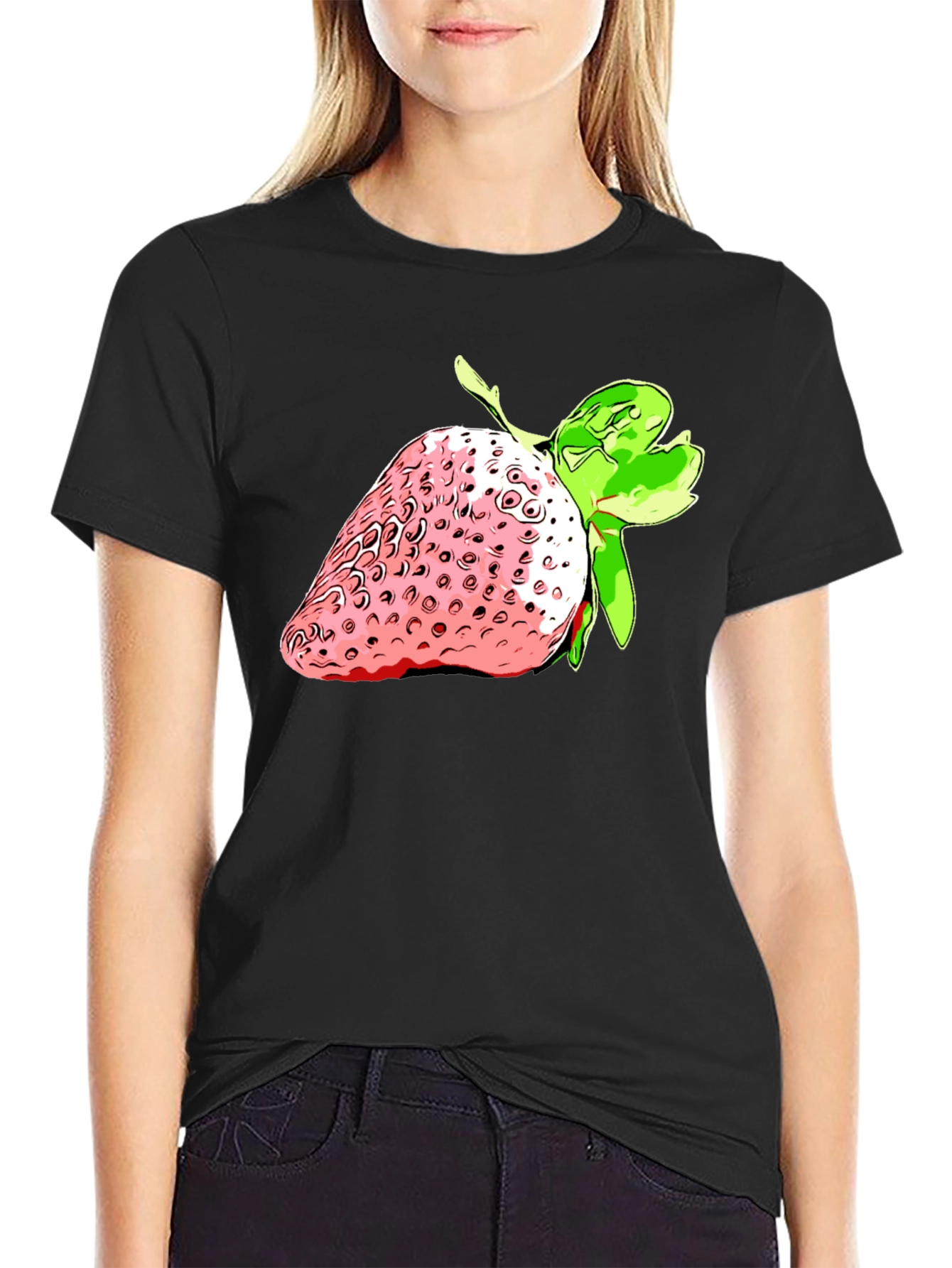 Black Strawberry Graphic Black T-Shirt - Fresh Style view 2