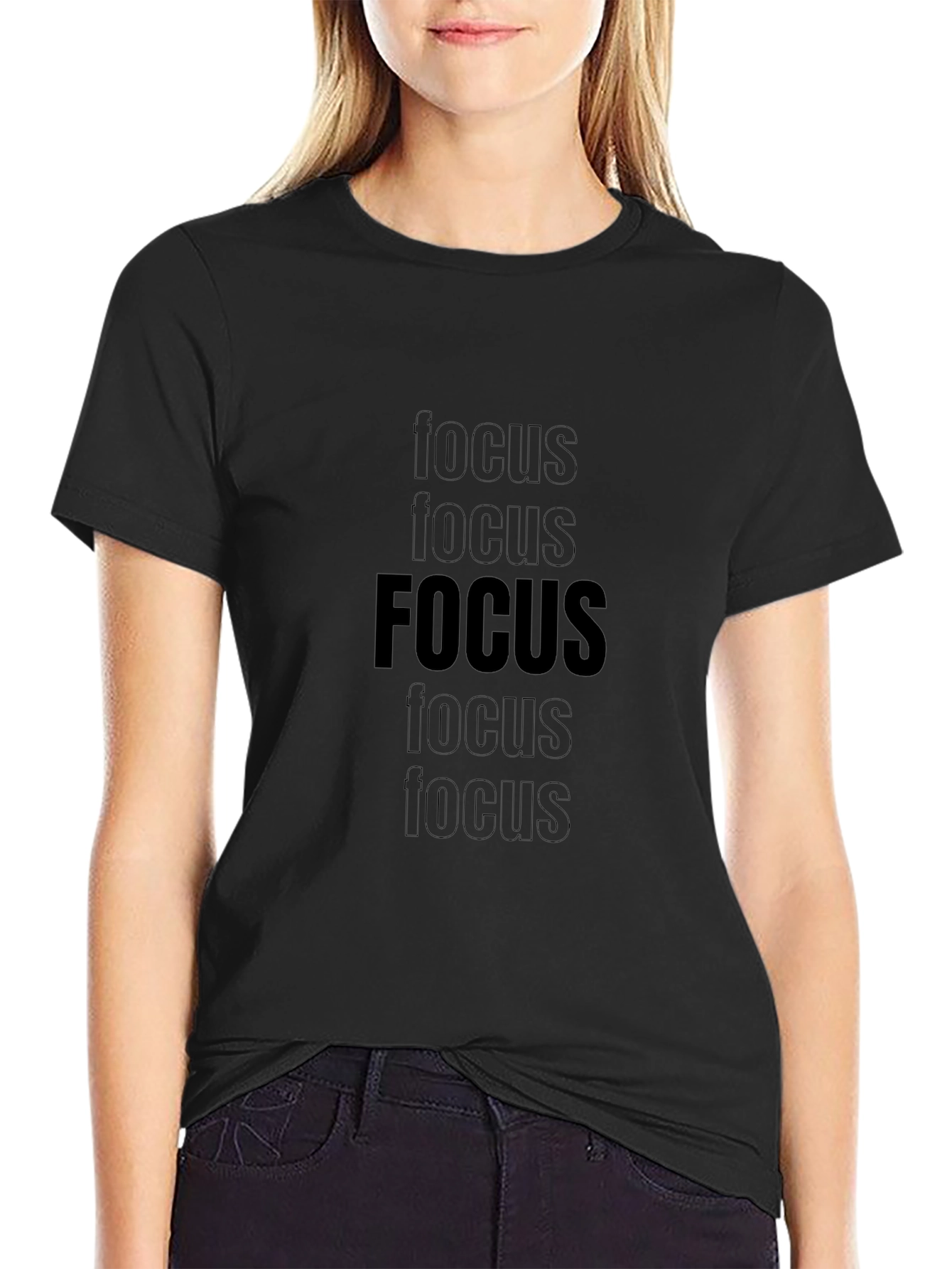 Black Focus Graphic Black Tee view 2