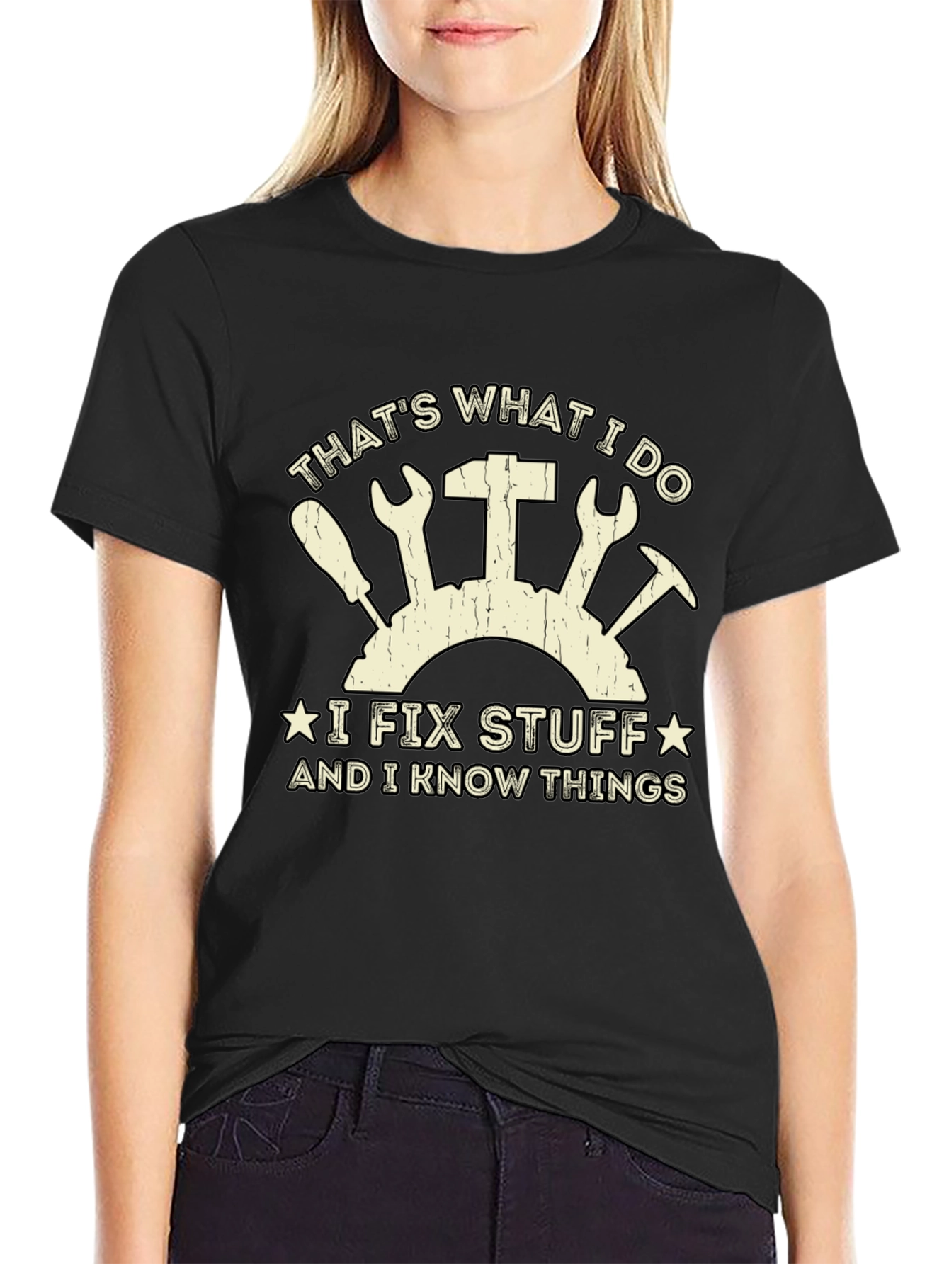 Black I Fix Stuff T-Shirt - Funny Gift for Handyman view 2