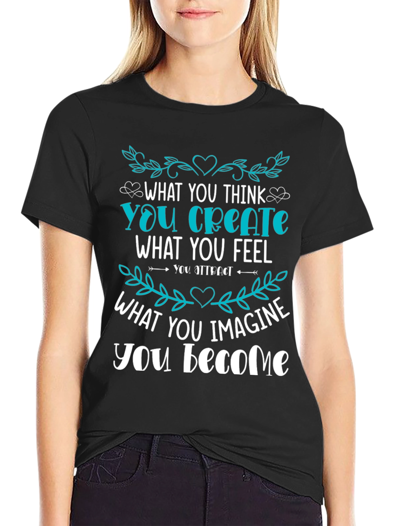 Black Inspirational Graphic T-Shirt - Create Your Reality view 2