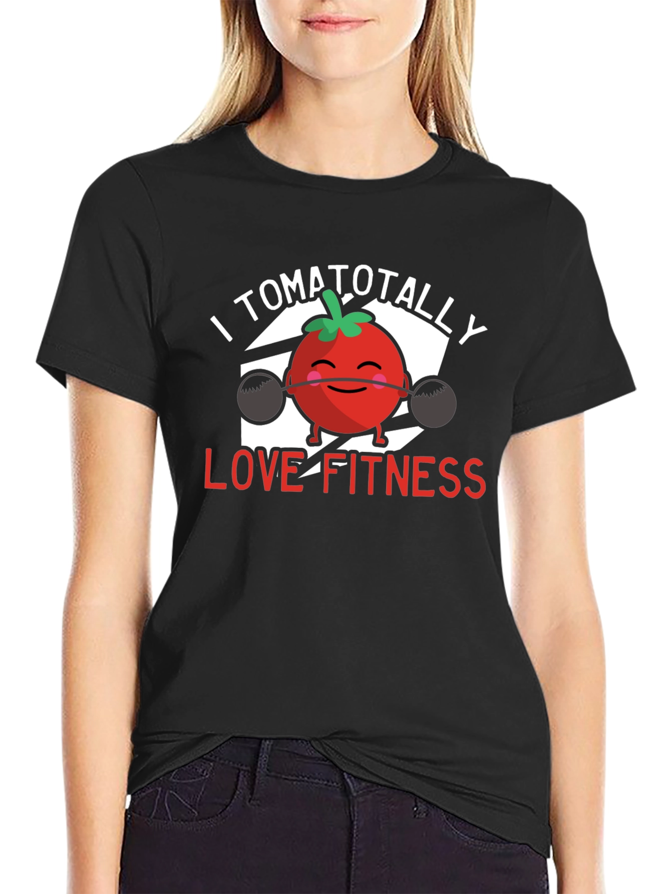 Black I Tomatotally Love Fitness T-Shirt - Black view 2