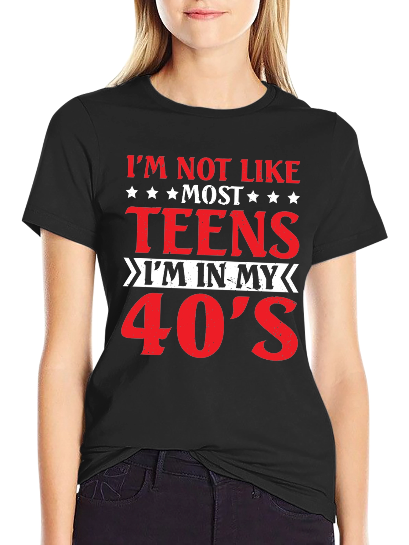Black I'm Not Like Most Teens T-Shirt 40s view 2