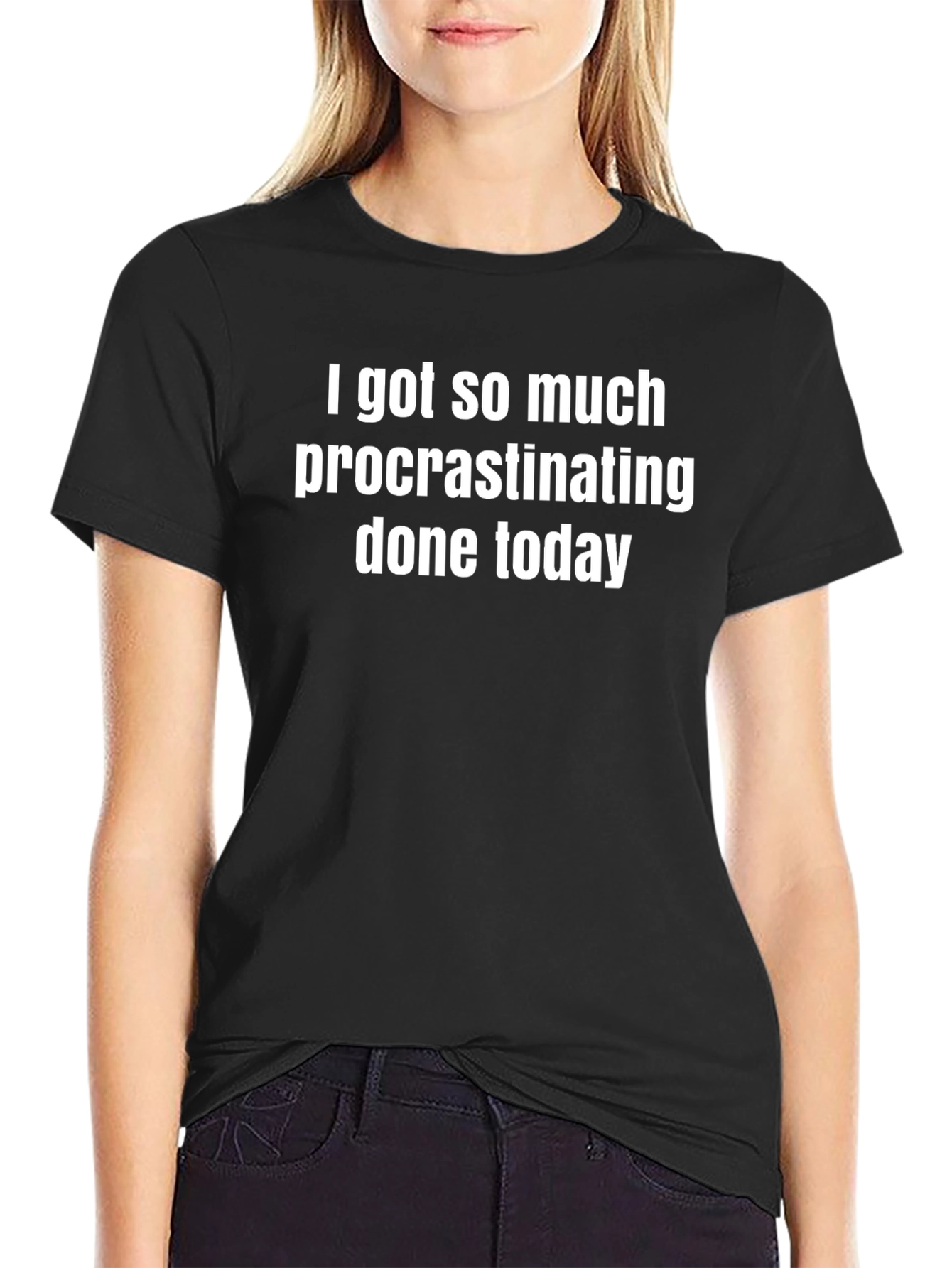 Black Procrastinating Done Today Black T-Shirt view 2