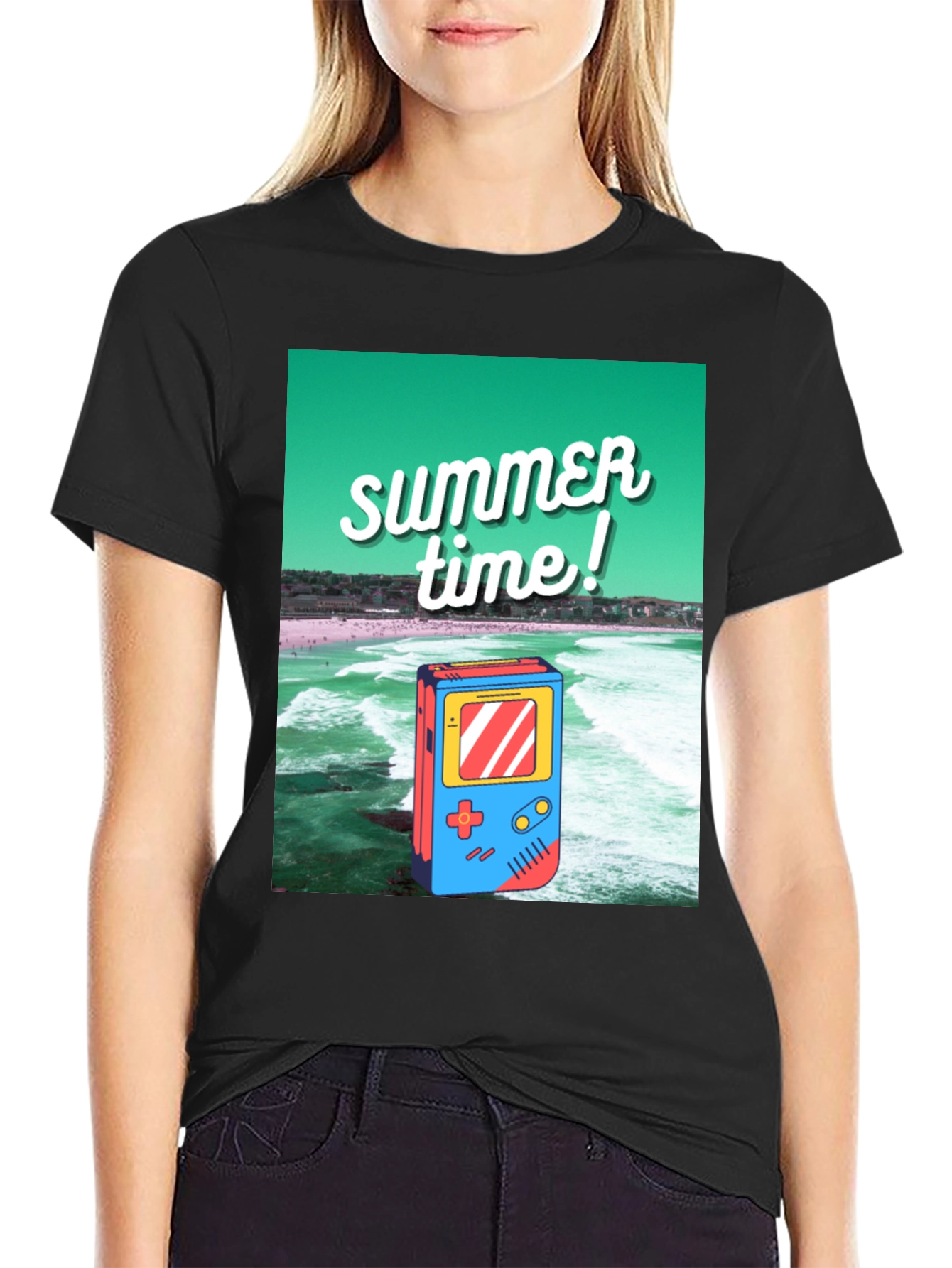 Black Retro Summer Time Graphic Tee view 2