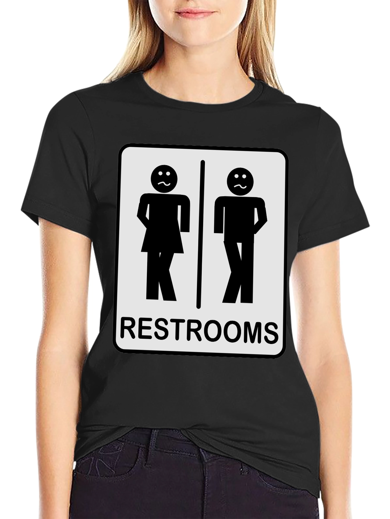 Black Funny Restroom T-Shirt view 2
