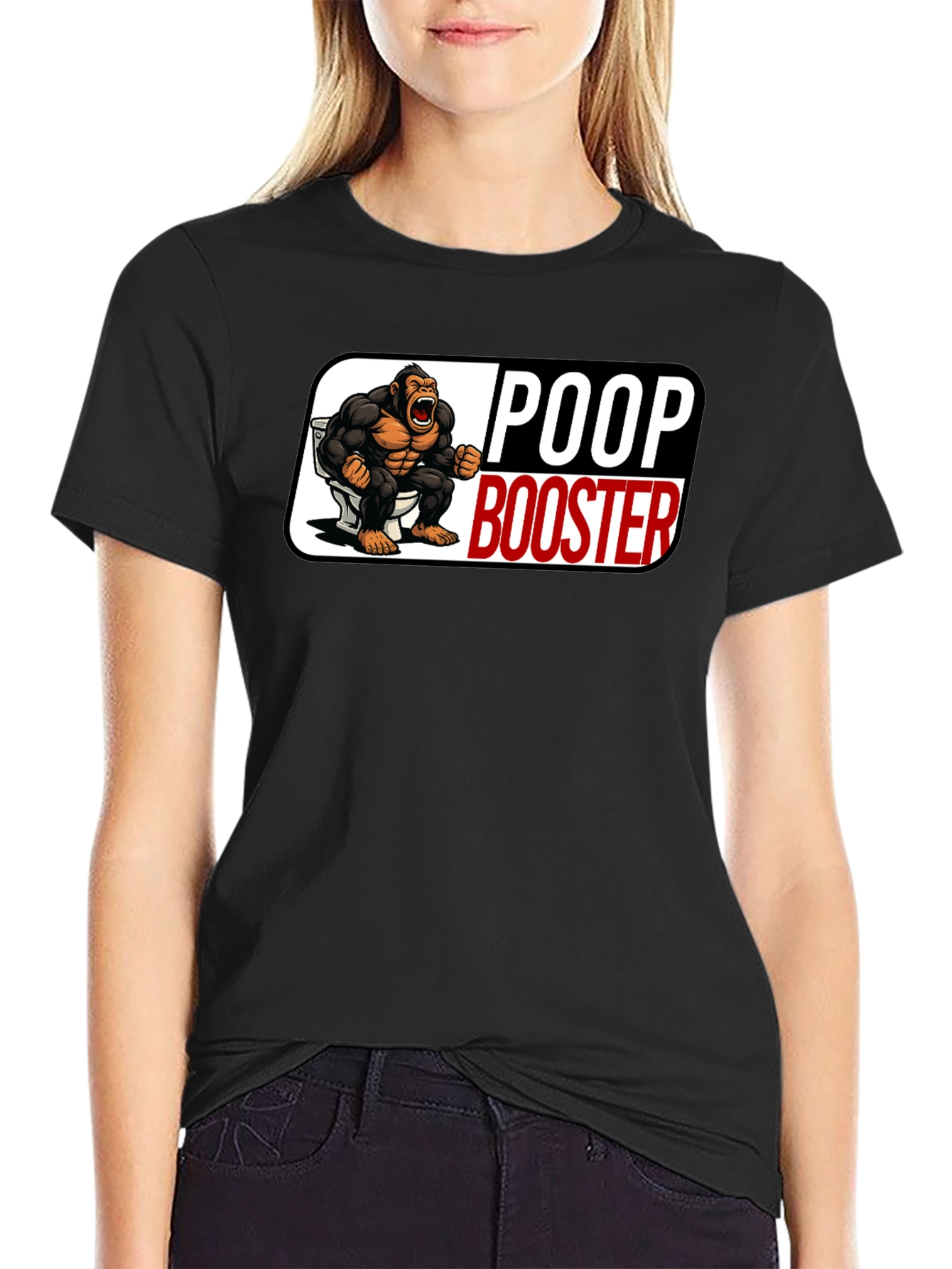 Black Poop Booster Gorilla Graphic T-Shirt view 2