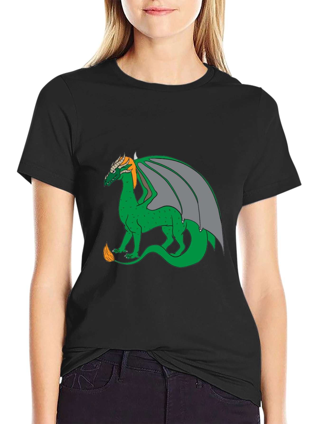 Black Dragon Graphic Tee - Black Cotton Blend Casual Wear view 2