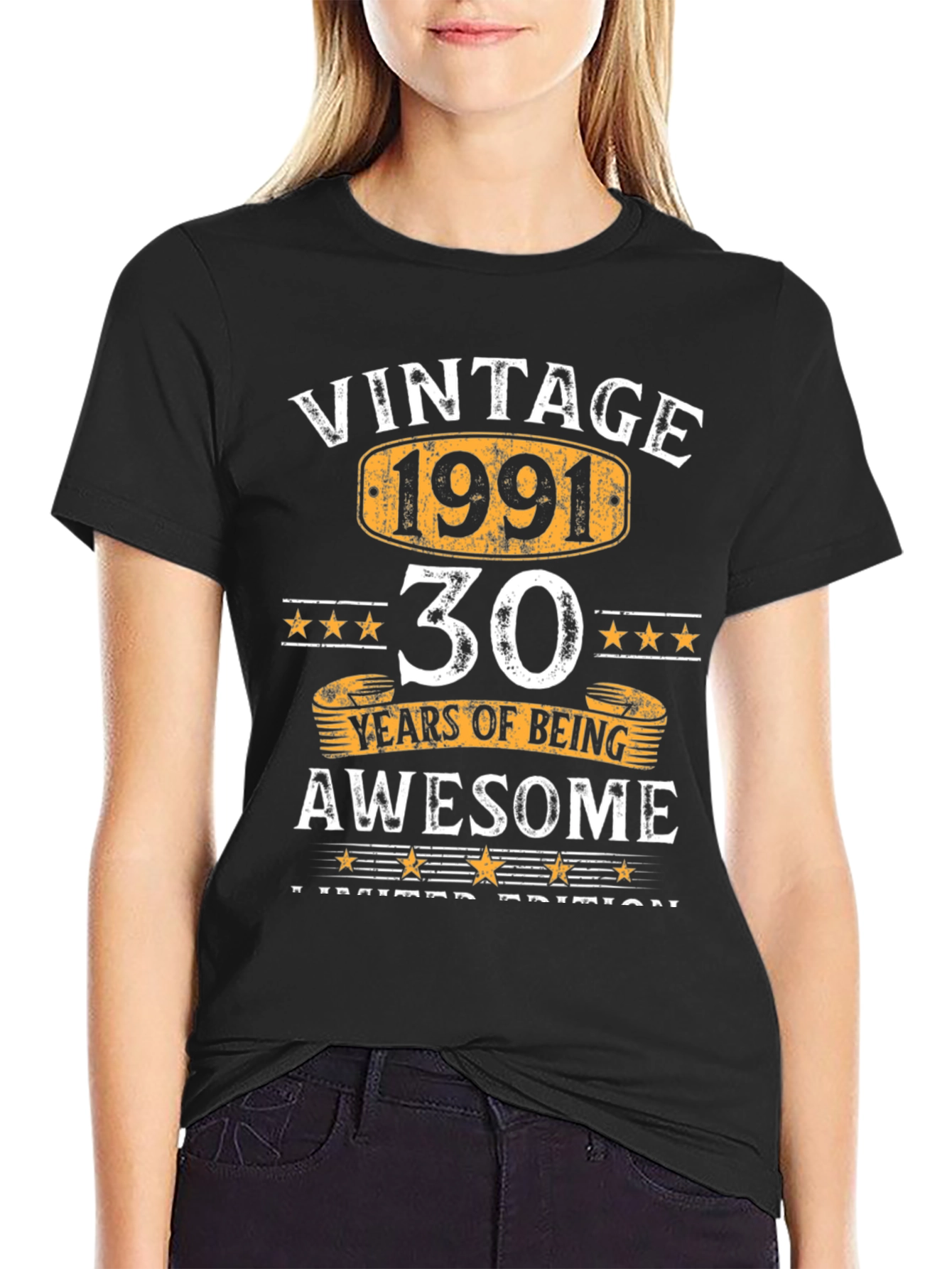 Black Vintage 1991 30 Years Awesome Limited Edition T-Shirt view 2