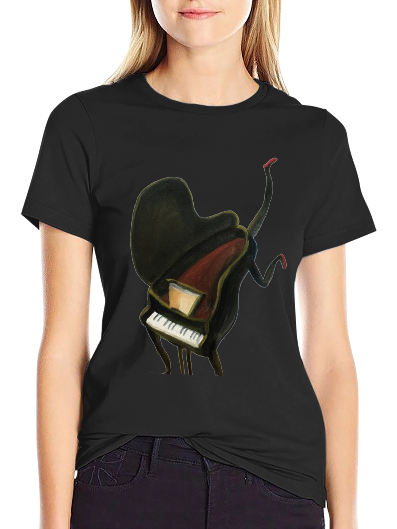 Black Piano Man Graphic Tee - Unique Music Lover T-Shirt view 2