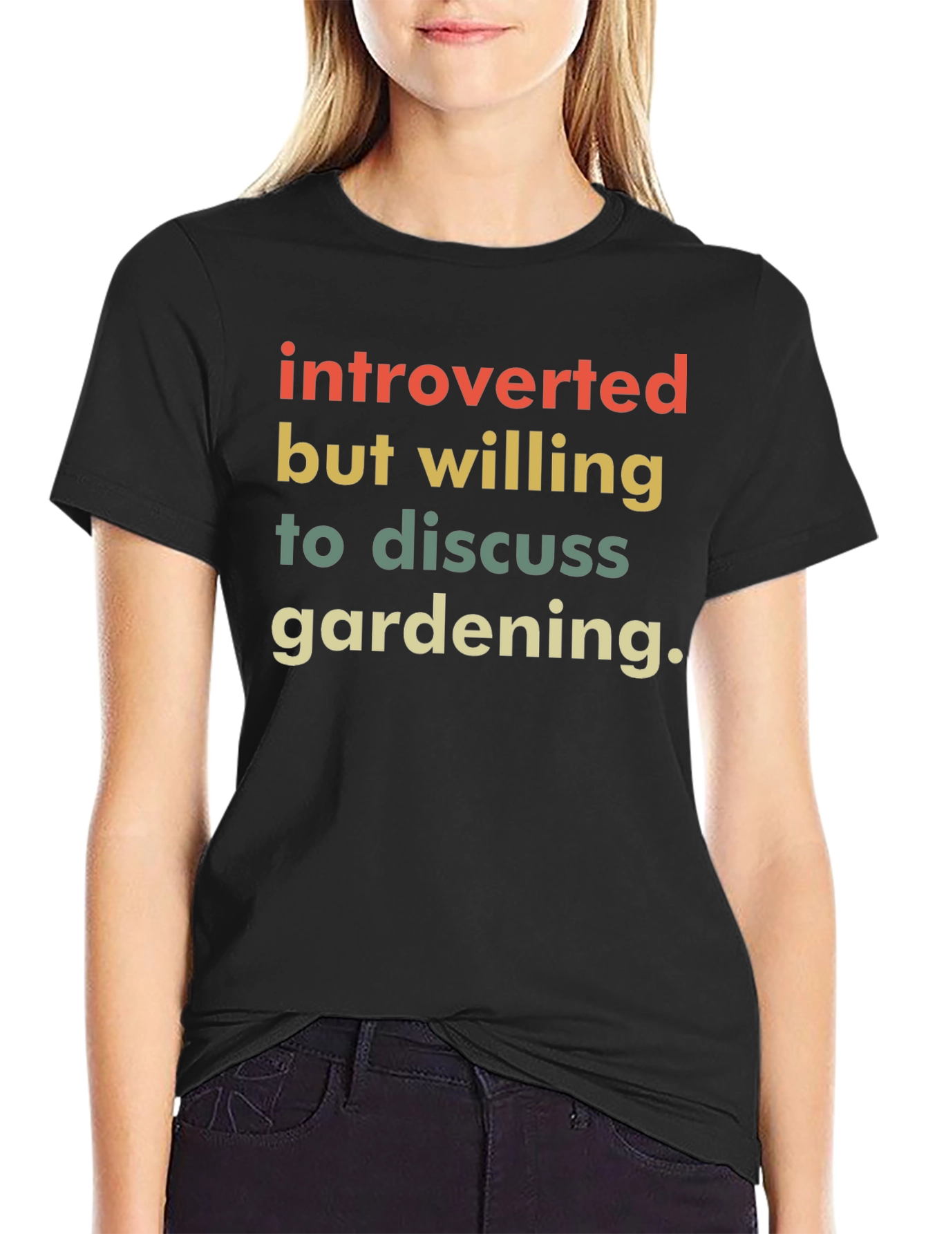 Black Introverted Gardener T-Shirt - Funny Gardening Tee view 2